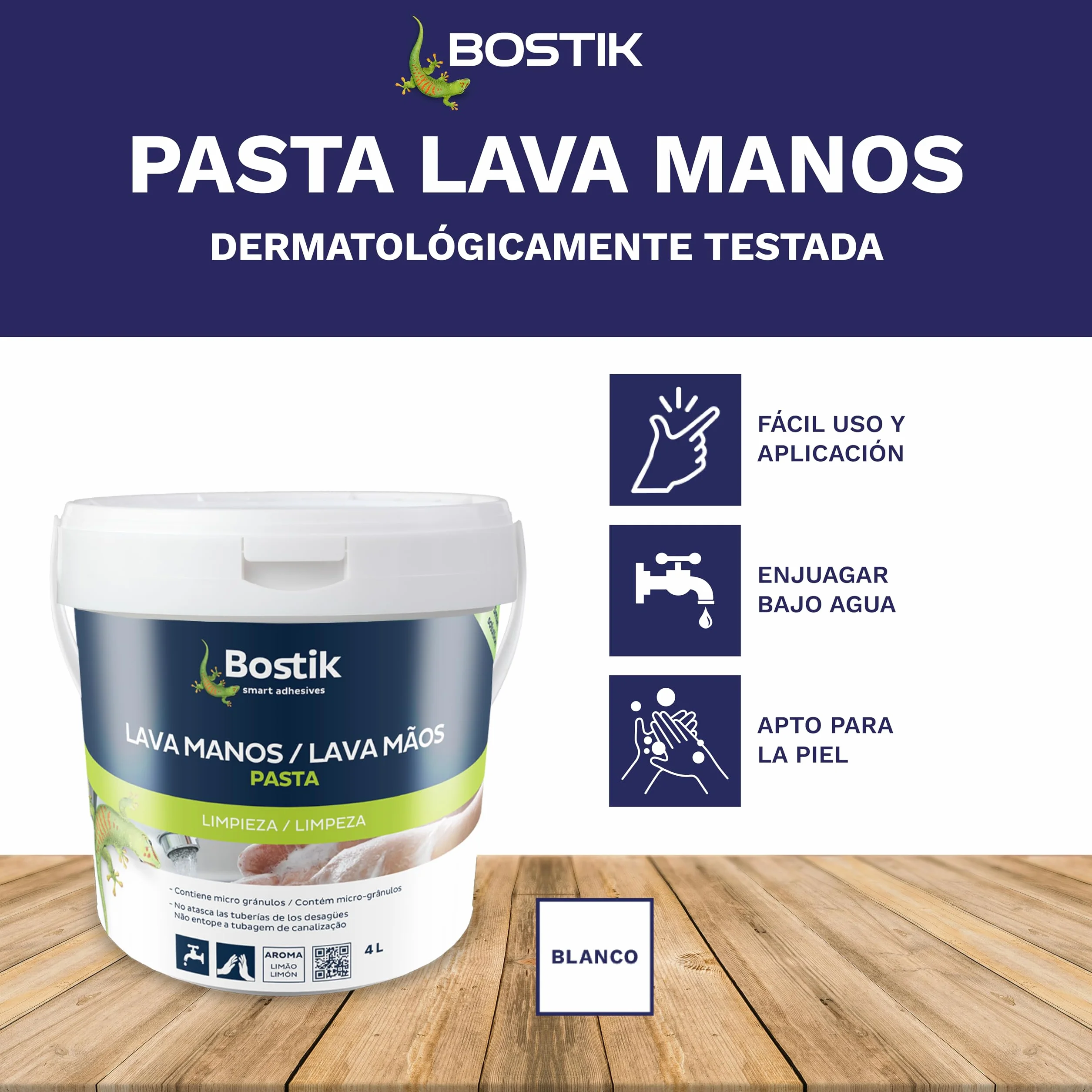 BOSTIK PASTA LAVA MANOS Jabón Mecánico Beige Amarillento con Microgránulos Bote 4 l