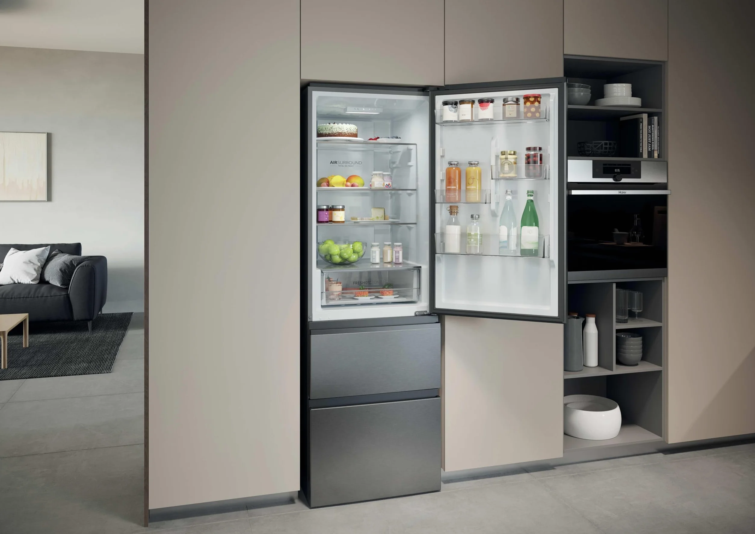 Haier Frigorífico Combi 360L Total No Frost Motor Inverter 60cm Inox