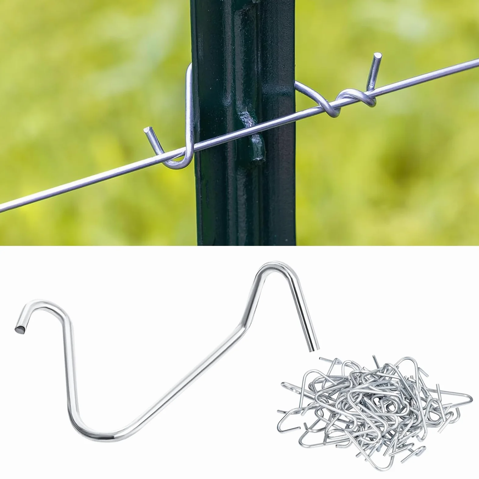 Clips de poste en T, 500 unidades, tensores de alambre de valla, clips de valla de acero galvanizado para asegurar alambres, jardín, granja, carretera, vallas deportivas