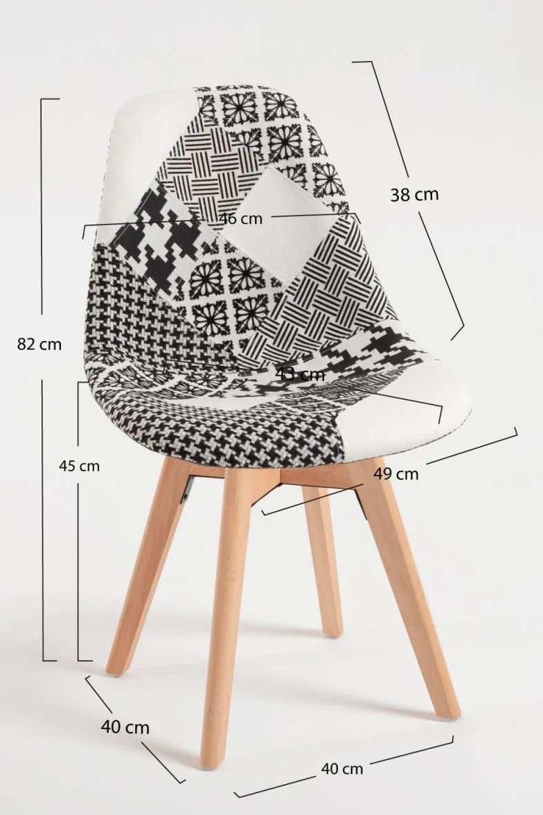 Regalos Miguel - Packs Sillas Comedor - Pack 2 Sillas Synk Patchwork - Patchwork Blanco y Negro
