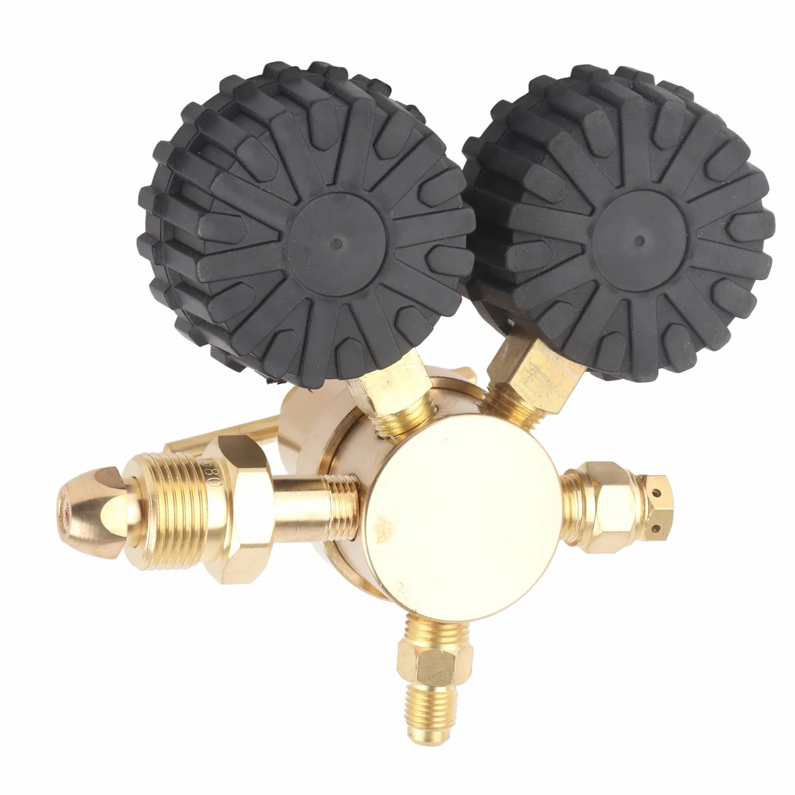 Cocoarm Regulador de Nitrógeno Regulador de Gas de Doble Calibre de Latón de 0 a 800 PSI con en T Medidores de Fácil Lectura para Limpieza del HVAC Pruebas de Presión y Control de Cilindros (Estados