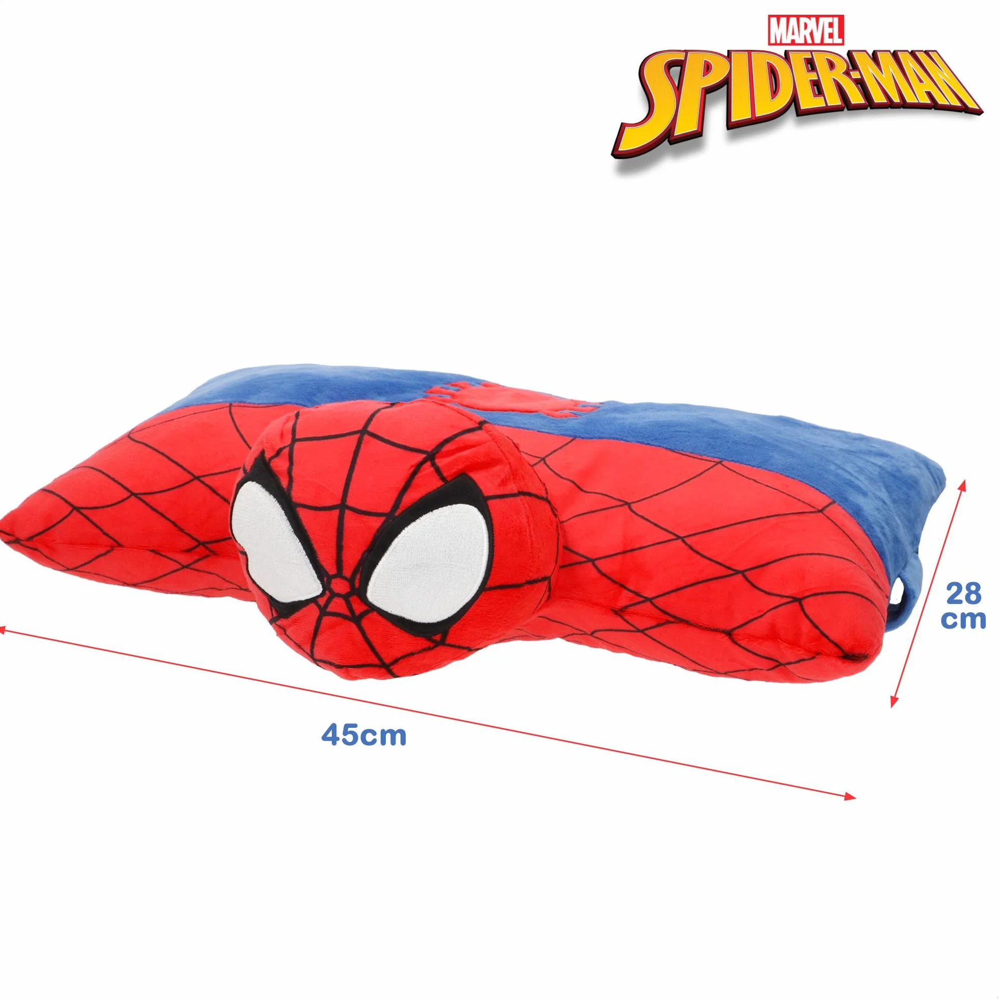 COLORBABY Spider-Man Cojín Infantil 45x28 cm Peluche Almohada 2 en 1 Azul Rojo Poliéster