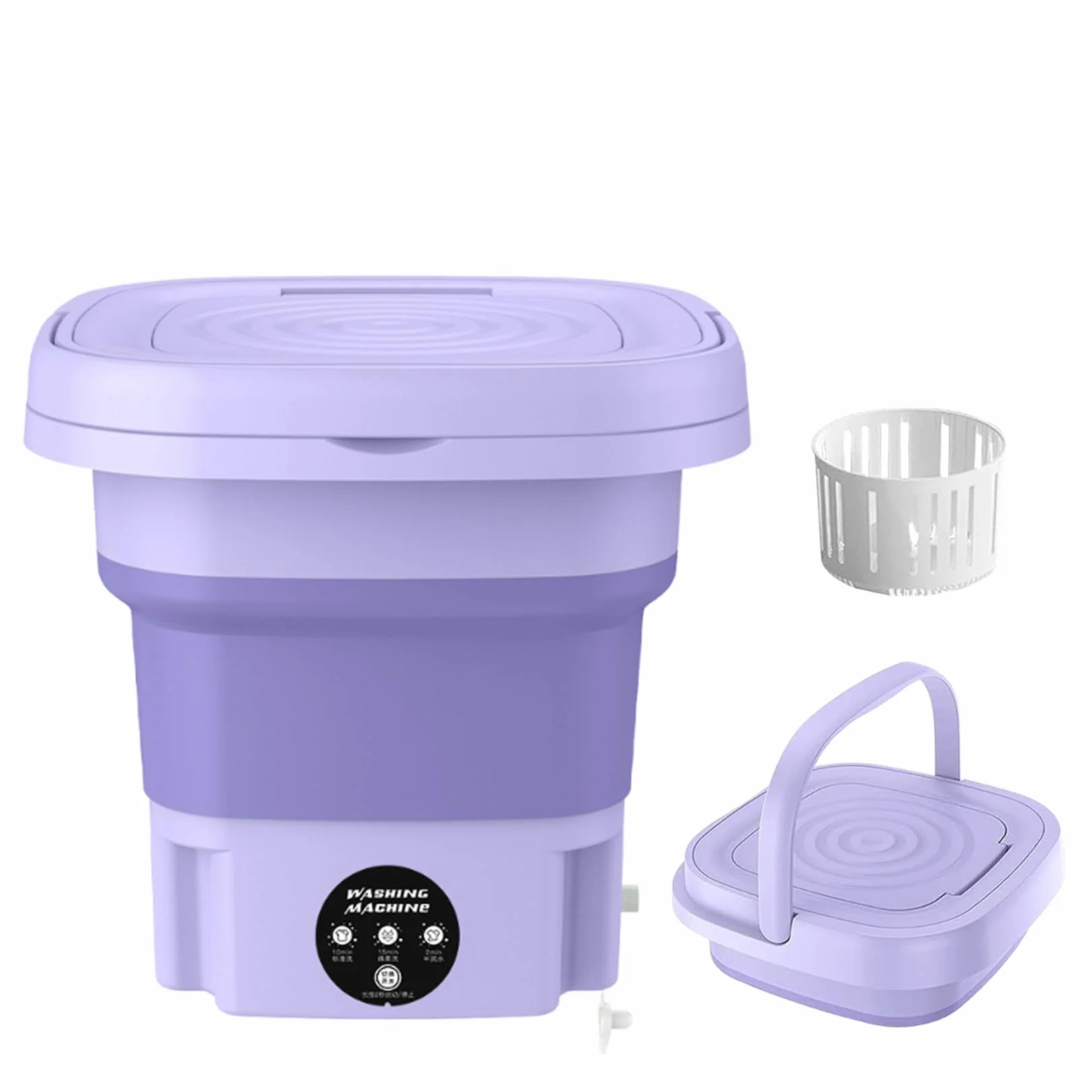 Mini lavadora portátil 8L plegable con manguera de drenaje motor silencioso lavado rápido