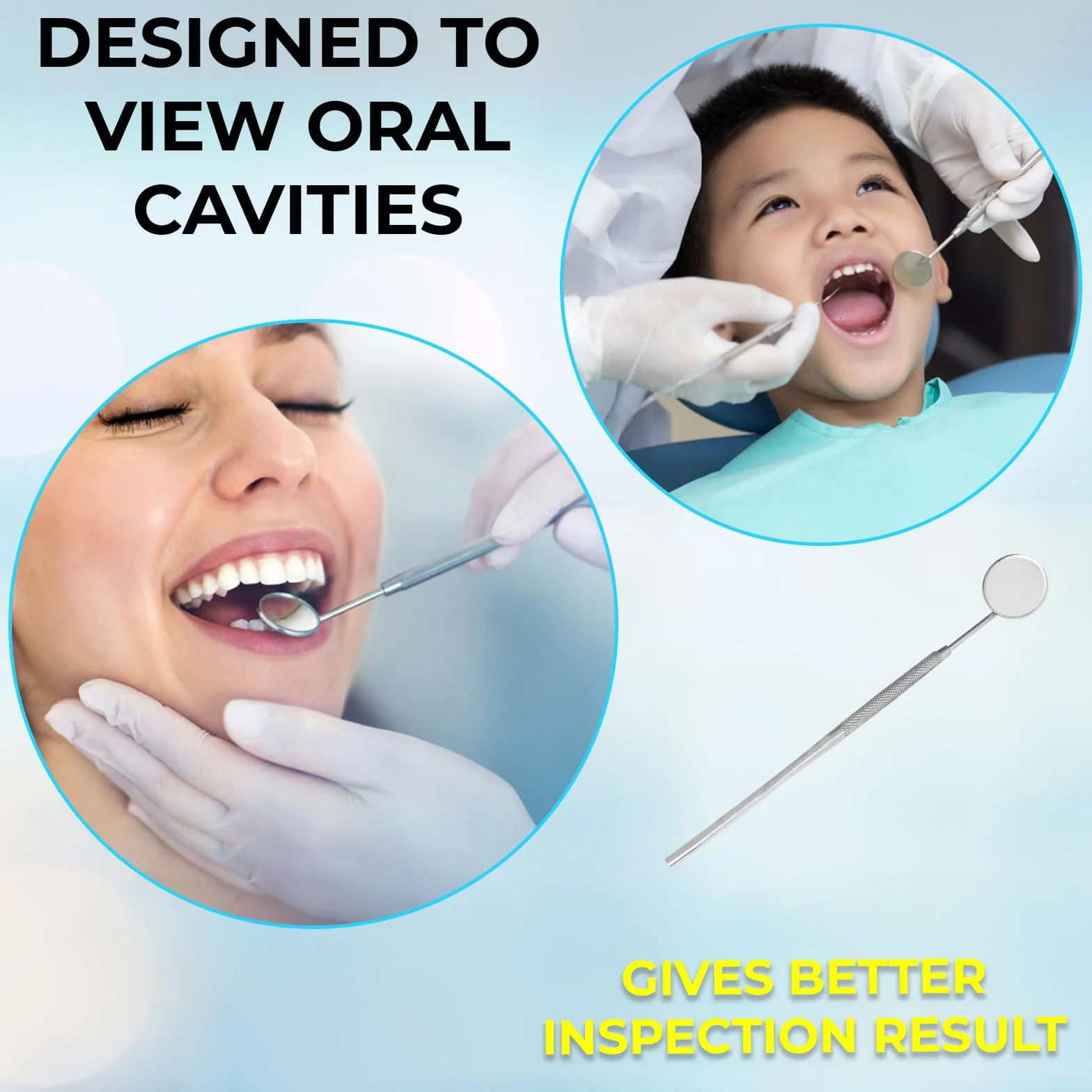 Espejo dental de acero inoxidable para dentista limpieza e higiene bucal