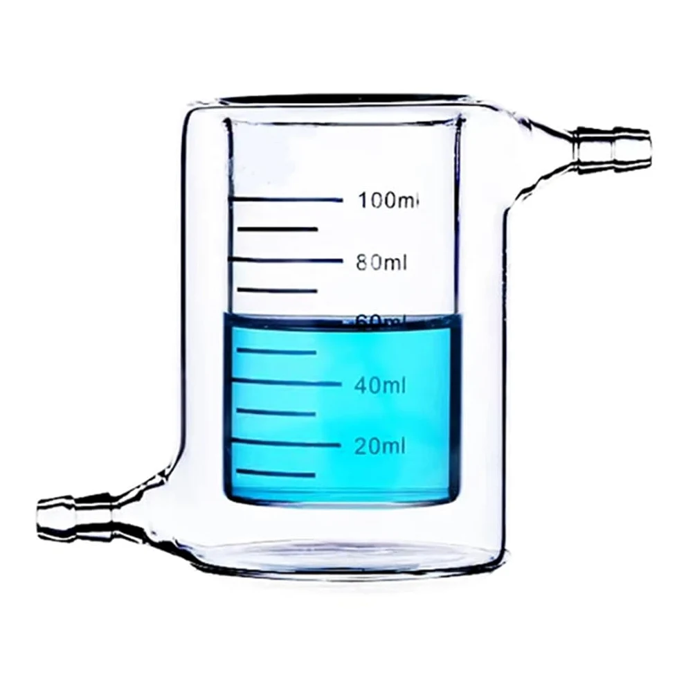 Cristalería de Laboratorio Reactor de vaso de precipitados con camisa de vidrio de doble capa de 100/200/250/500/1000 ml(500ml)