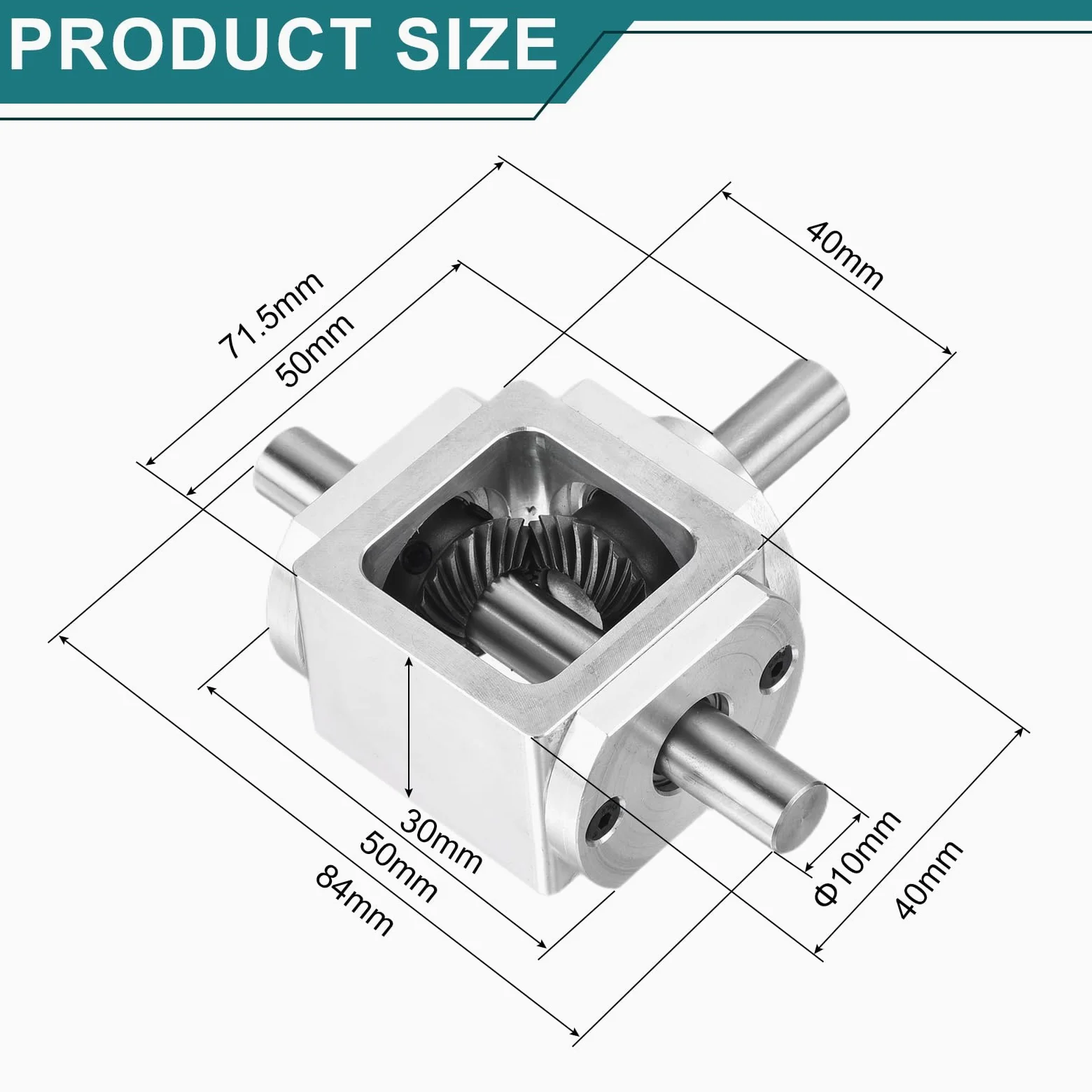 QUARKZMAN Caja De Engranajes De Ángulo Recto De 90 Grados Caja De Engranajes Cónicos 1:1 Doble Eje De Salida 1 Módulo 20 Dientes Engranaje Cónico Marco Eje De 10mm, 85x71.5x30mm(LxAxA)