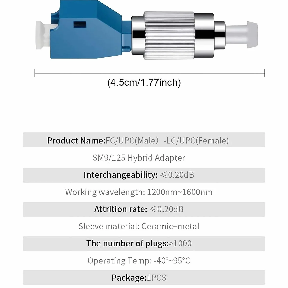 Localizador visual de fallas de 30MW, probador de fibra óptica de 30KM, FC macho a LC hembra, conector universal 2.5mm FC/SC/ST/LC