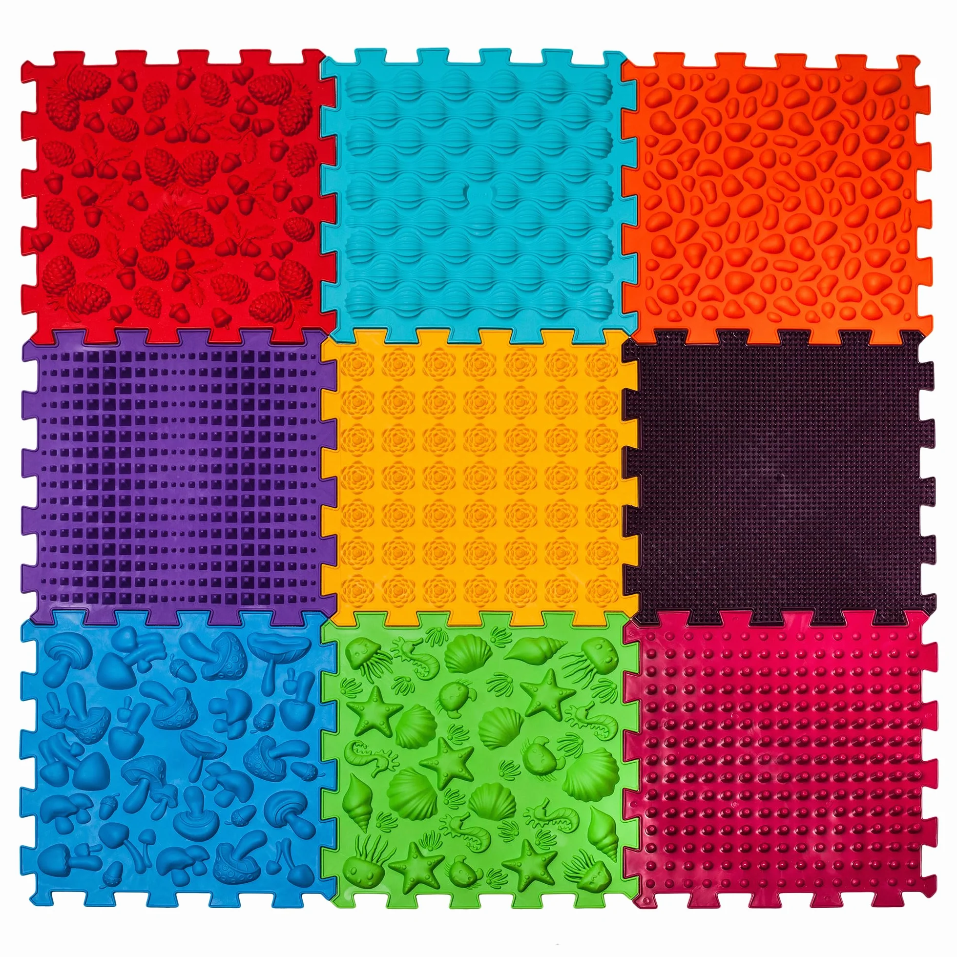 Super Mix sensorial ortopédico estera de juego para niños 9 rompecabezas senderos cuadrados bosque