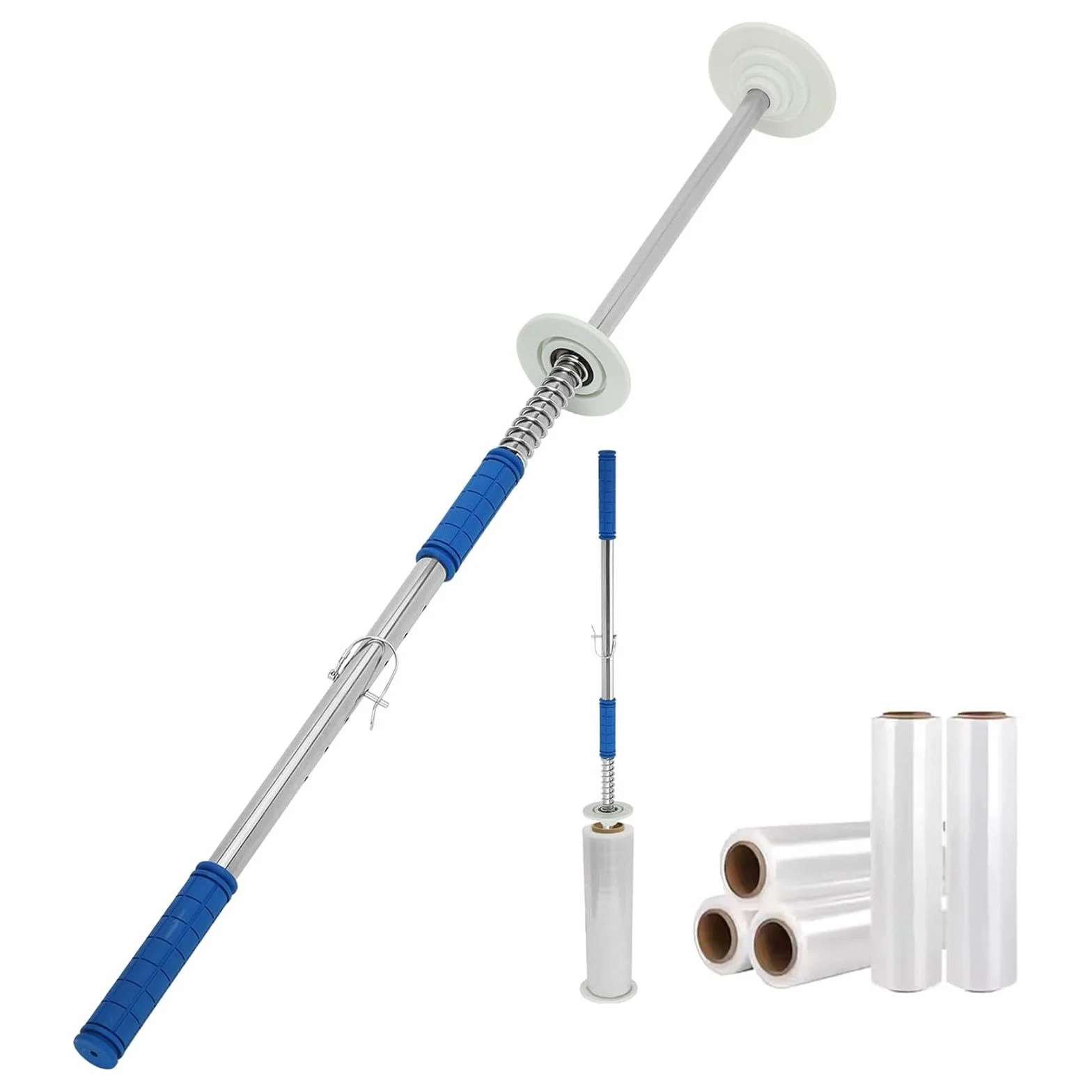 perfk Dispensador de film estirable, soporte para dispensador de film retráctil, ajustable, de mano, de 6 a 20 pulgadas de ancho para embalaje de palés en