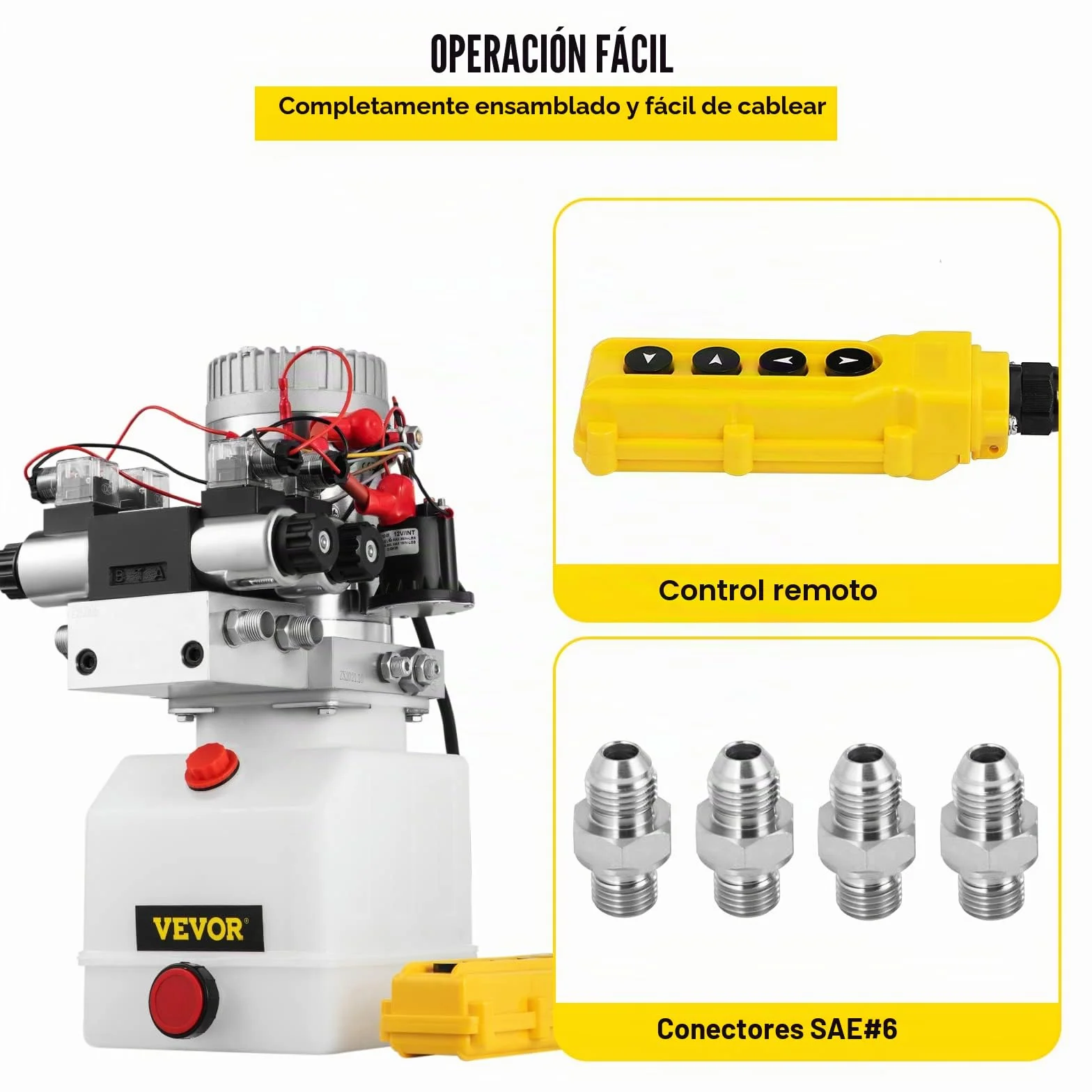 Happybuy Bomba hidráulica de doble efecto Unidad de energía hidráulica 12V DC Bomba de energía hidráulica con depósito de 4.5 litros para remolque de descarga Elevación de automóviles