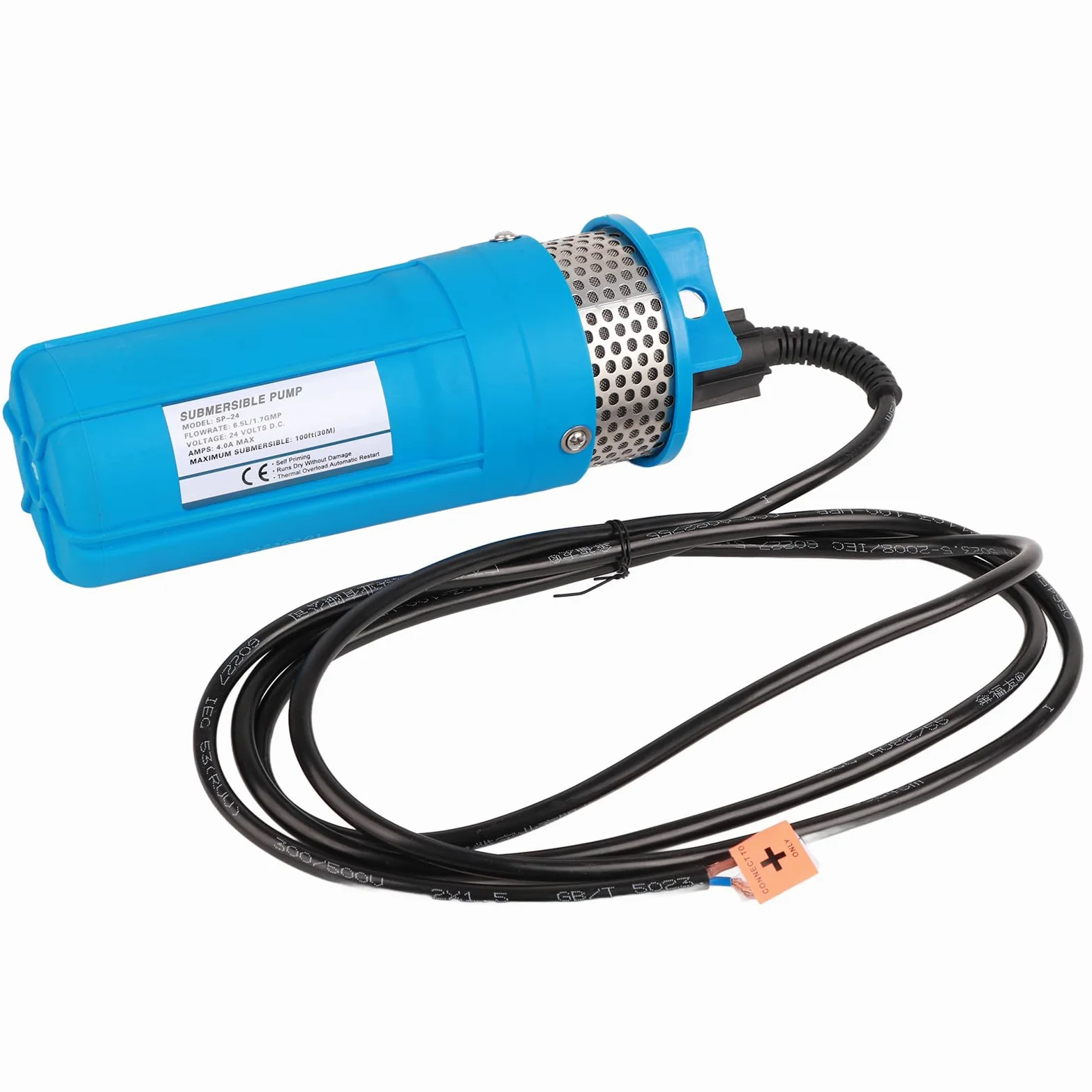 Acouto Bomba de Pozo Profundo, Bomba Sumergible Solar de Plástico 24 V 80 W 230 Pies de Elevación 1.7 GPM para Estanque de Riego Intercambio de Agua Ganado Beber Cabinas Remotas Pozos Profundos (BLUE)
