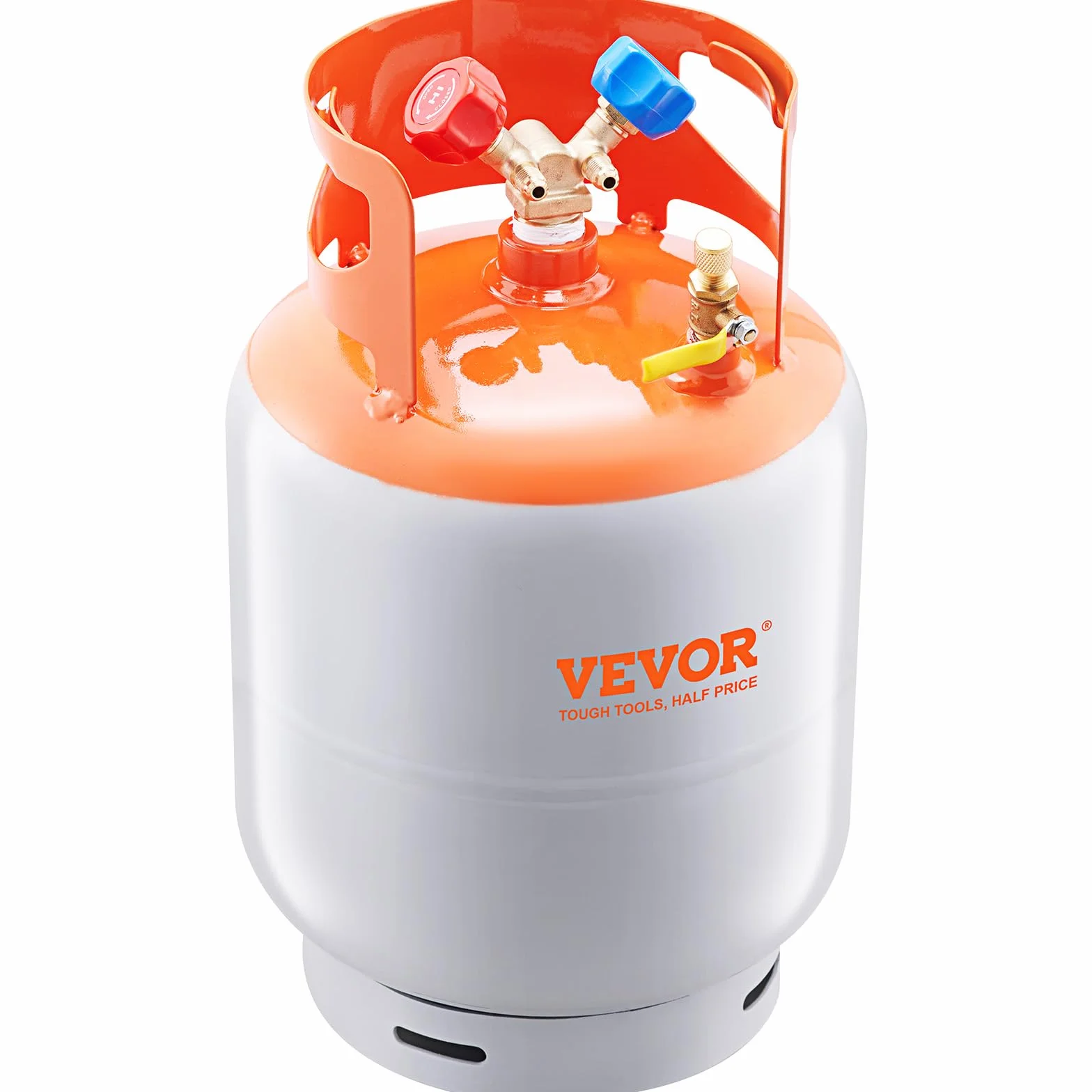 VEVOR Tanque de Recuperación de Refrigerante Capacidad de 50 libras Tanque Cilíndrico Portátil 400PSI con Válvula Y para Líquido Vapor Recipiente de Recuperación de Alto Sellado para R22/R134A/R410A