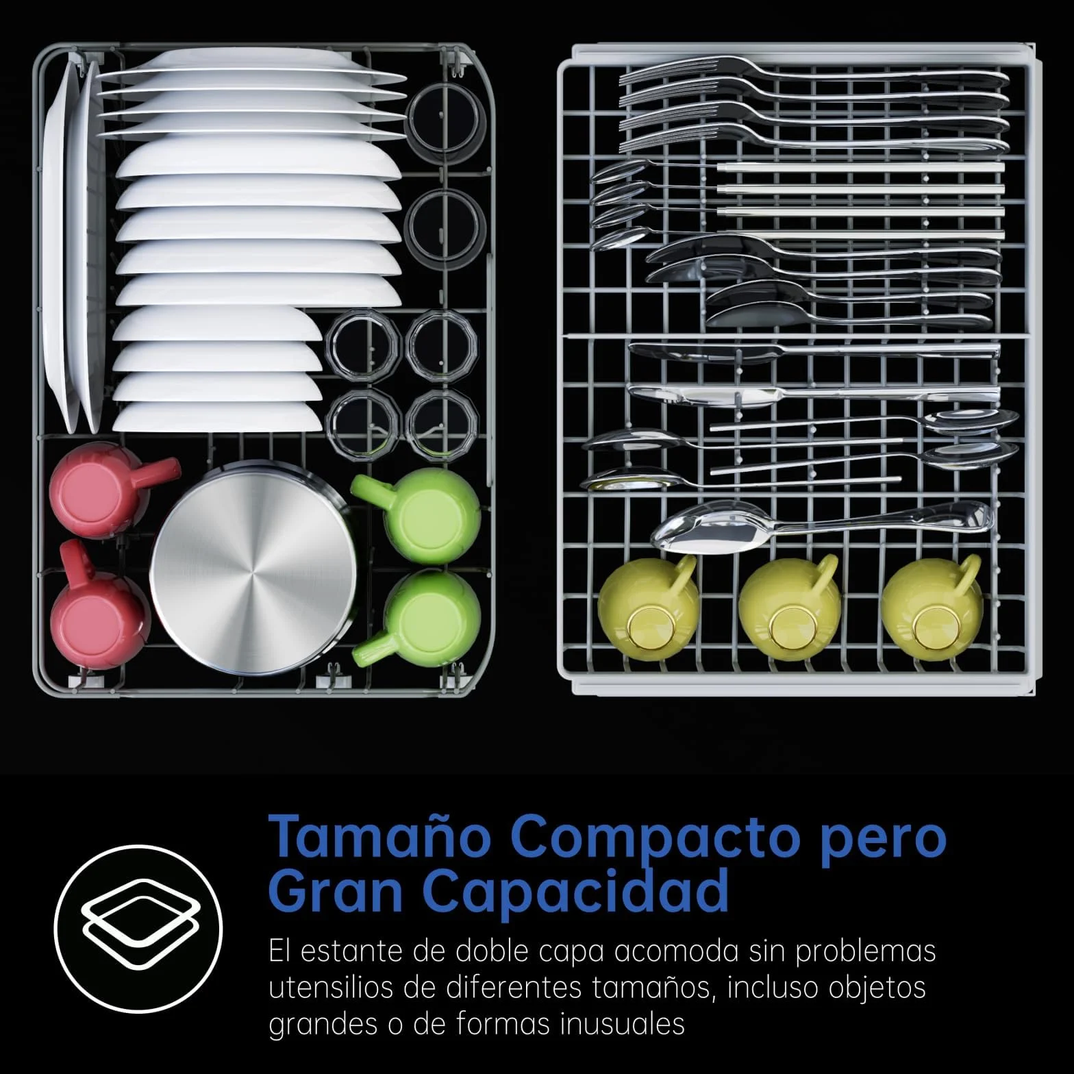 AIRMSEN Lavavajillas Portátil Pequeño 7+2 Programas Sal Absoftante Depósito 5L Control Táctil Pantalla LED Blanco