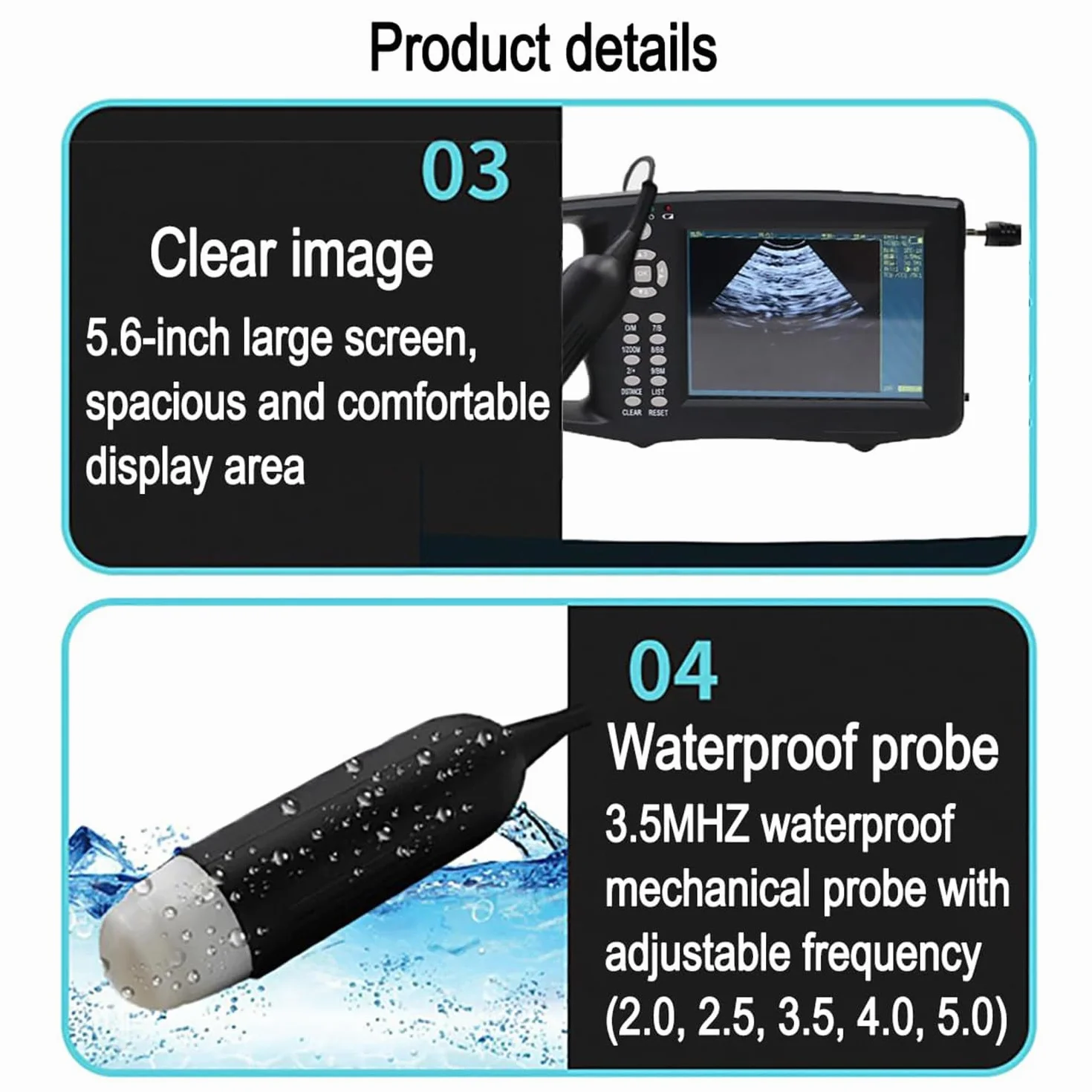 Ecógrafo Veterinario Portátil Para Control De Gestación,Pantalla Lcd De 5.6" - Detector De Ultrasonido Veterinario De Mano Con Sonda 3.5 Mhz - Para Uso En Granjas Y Pequeños Animales