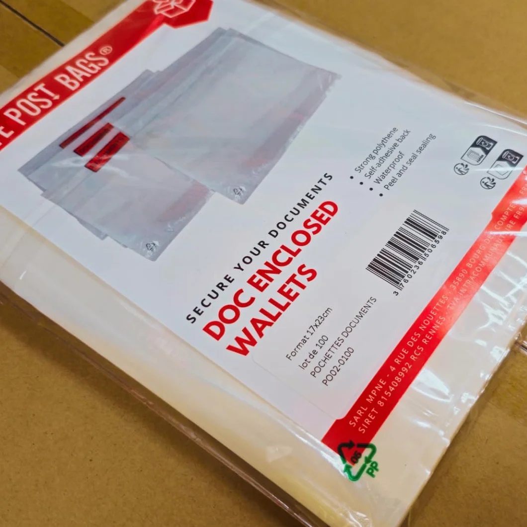 Bolsas adhesivas portadocumentos transparentes 225x166mm A5 Paquete de 100