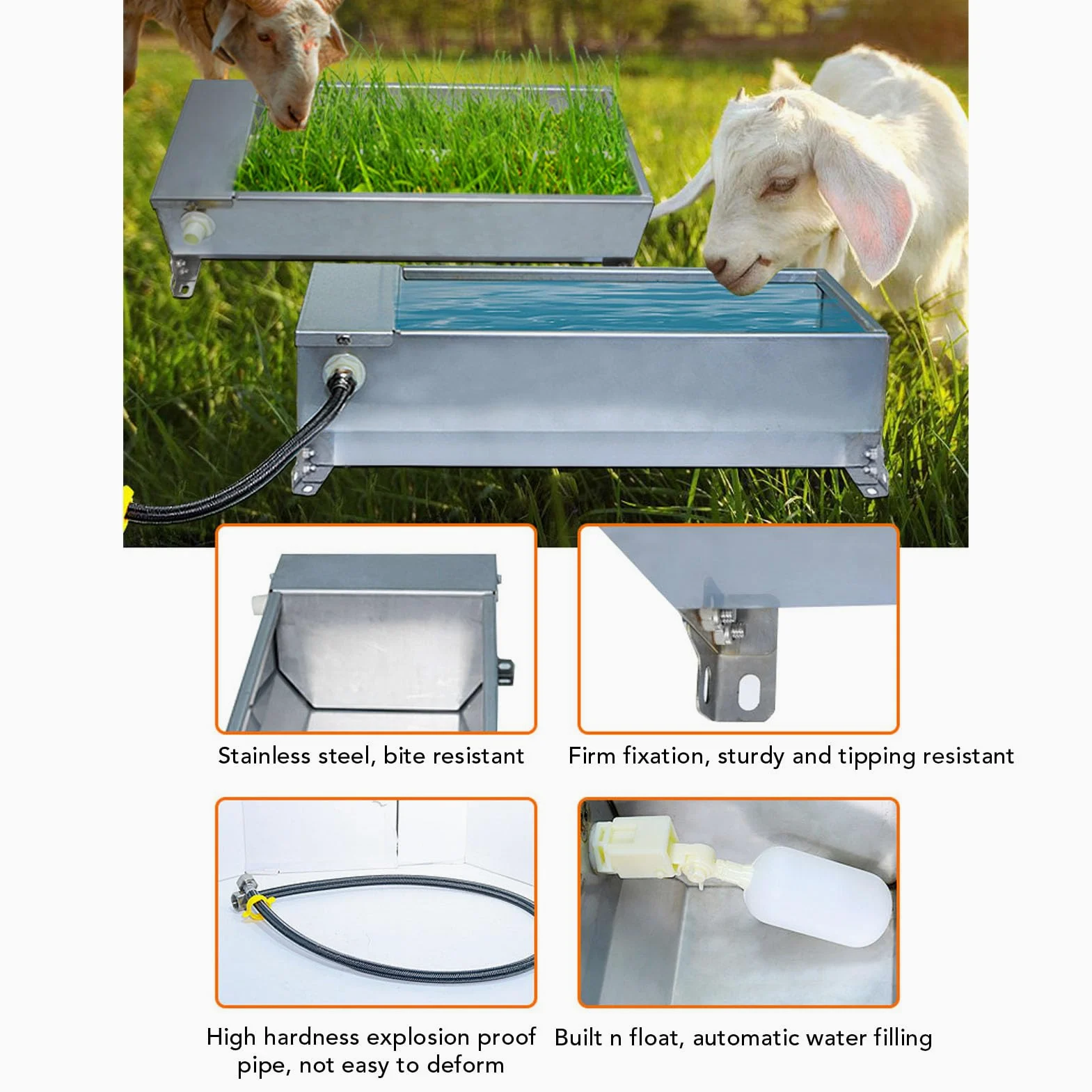 Bebedero automático para Ganado, Cuenco de Agua Potable para Animales de Gran Capacidad de Acero Inoxidable, Bebedero para Cabras para Pollo, Pato, Ganso, Vaca, Oveja, Uso en