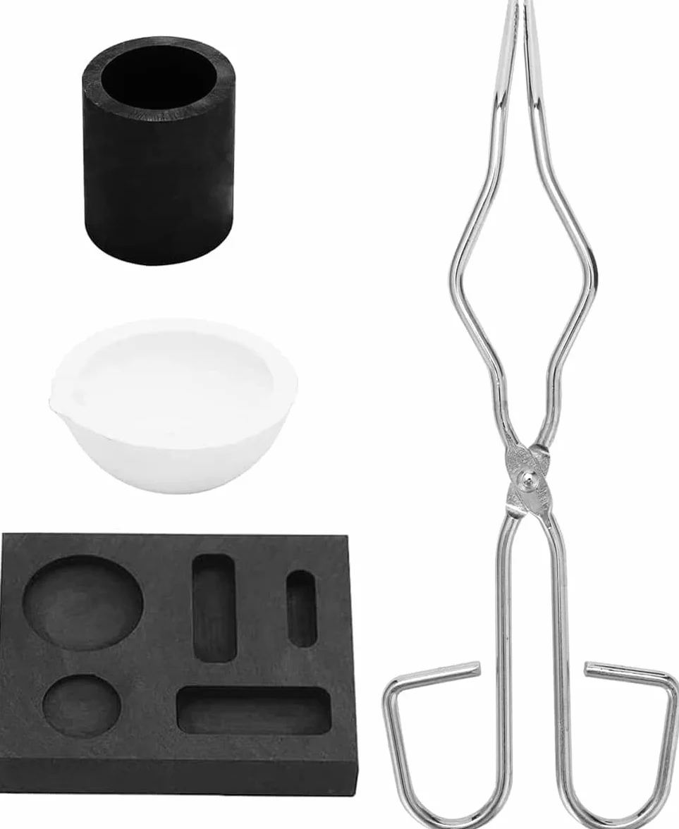 Crisol para Fundir Metales Grafito 4 Piezas Pinzas Kit de Fusión