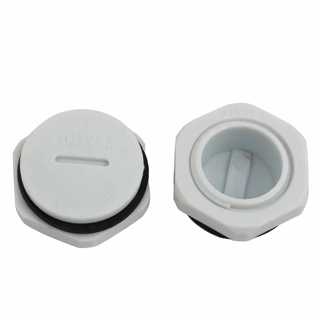 sourcing map 5Pcs GLW-M25 Tapa de Prensaestopas Redonda Roscada de Nailon Gris