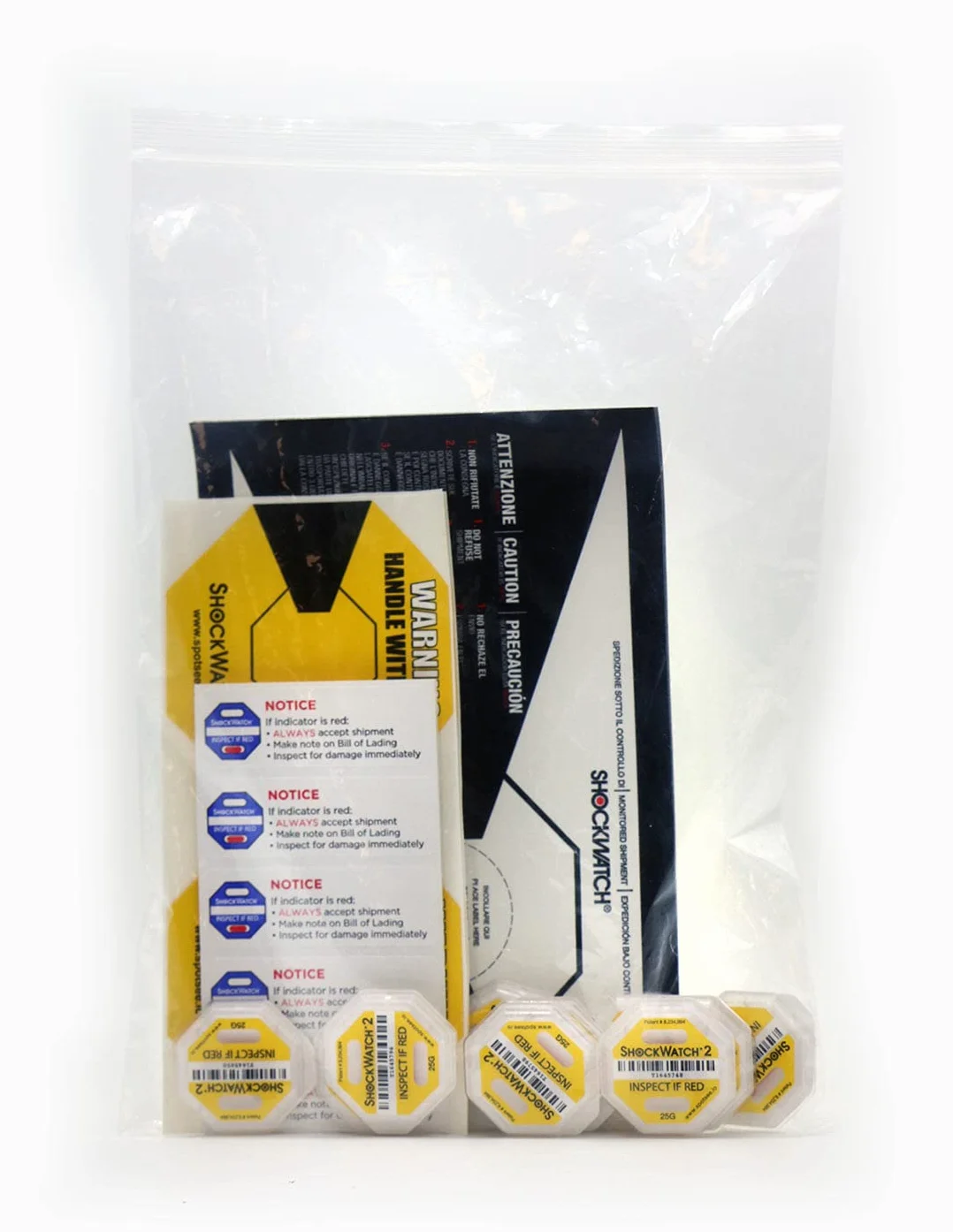 ShockWatch 2 Indicador de Impacto 25G Amarillo para Transporte y Embalaje | Pack de 10 Unidades