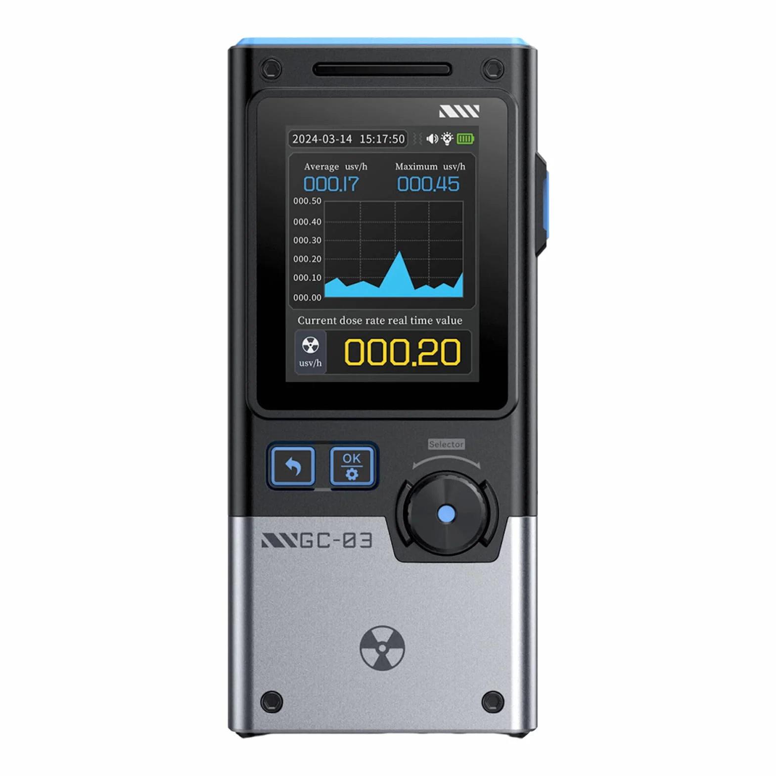 Geiger Counter GC-03 3 en 1 Medidor de Radiacion, Detector de Radiación Nuclear, Detector Geiger, Detector Radiacion, Medidor Geiger, Contador Geiger Multifuncional Pantalla a Color de 2,4 Pulgadas