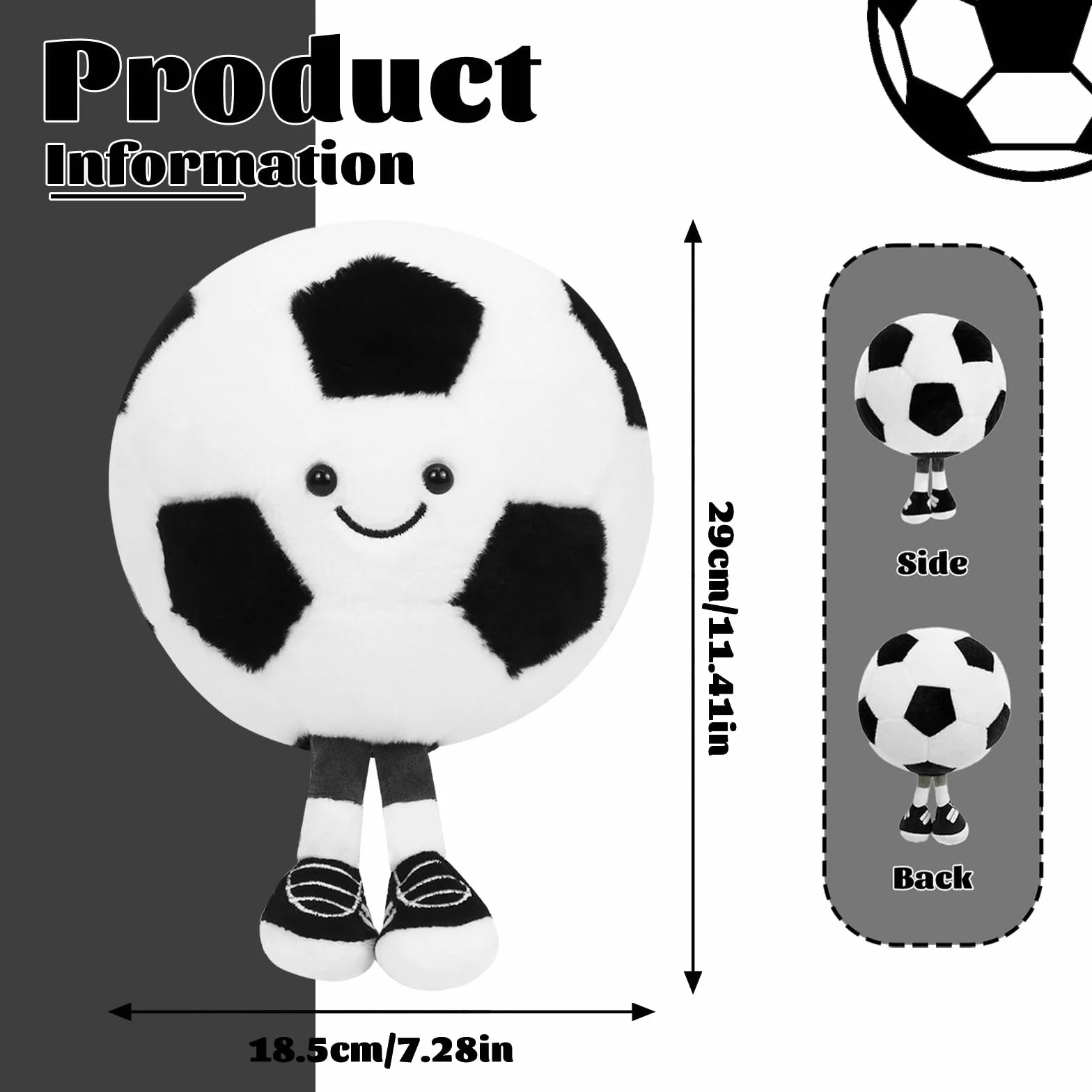 Peluche de fútbol Capaneus, cojín suave para asiento, juguete de peluche, regalo para niños y amantes del fútbol