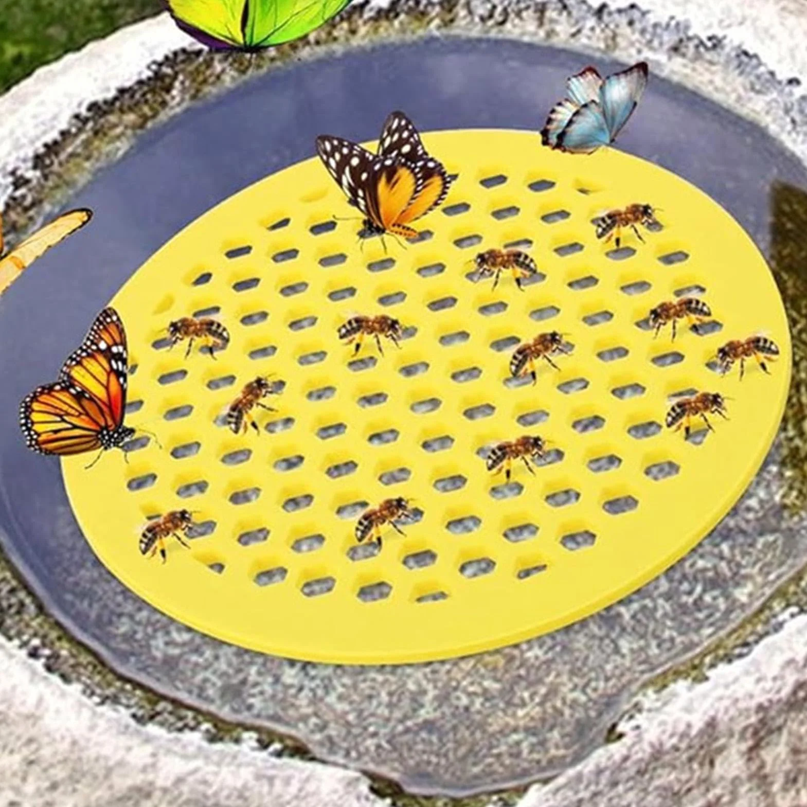 Floating Bee Island - Bebedero de Abejas | Estación de alimentación de riego de Abejas | Estación de Bebida de Abejas | Bandeja para Beber Abejas | Bandeja de Isla para jardín al Aire Libre,