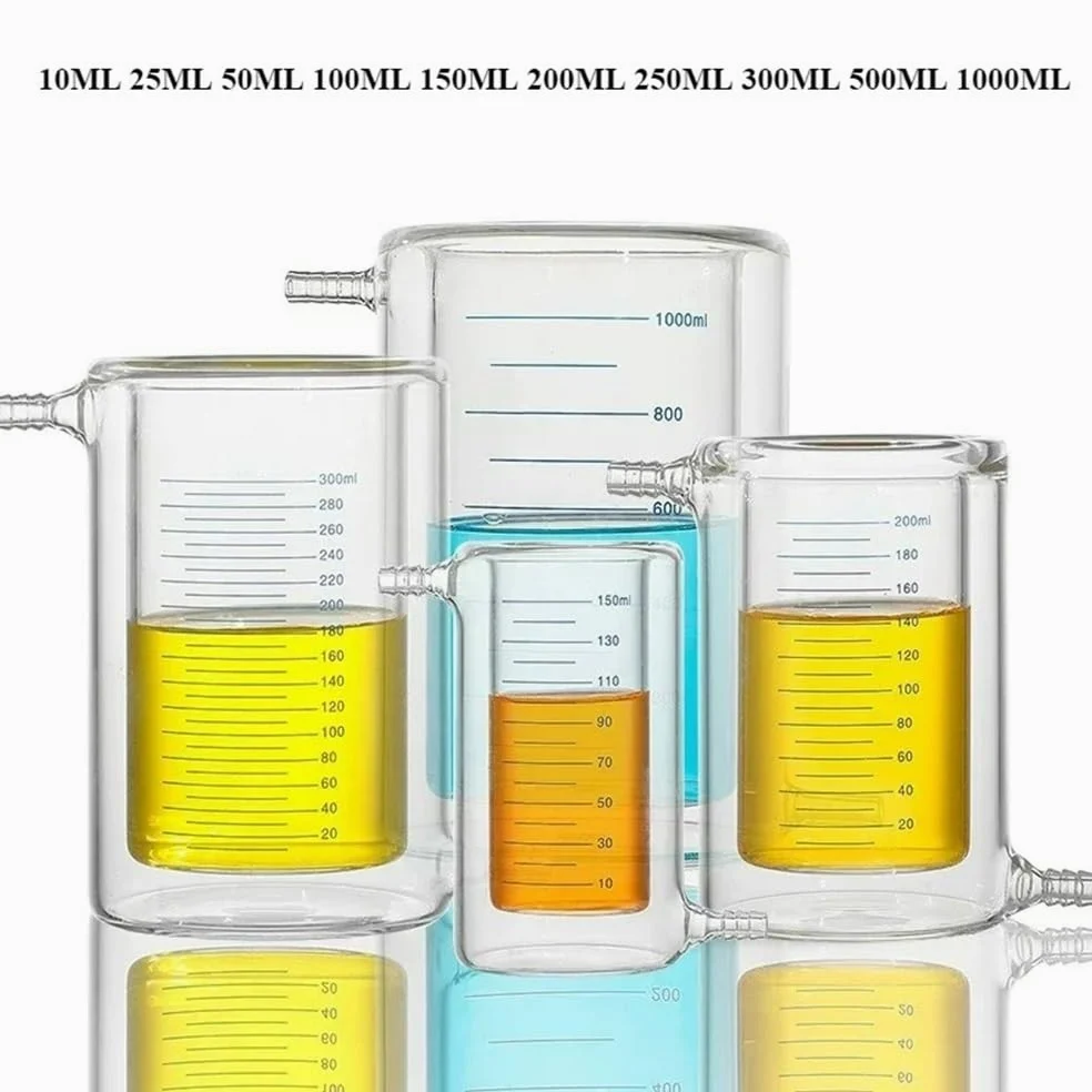 Vaso de precipitados con camisa de doble capa de 10 ml a 1000 ml, vaso de precipitados experimental con camisa de laboratorio de vidrio de borosilicato alto(250ML)