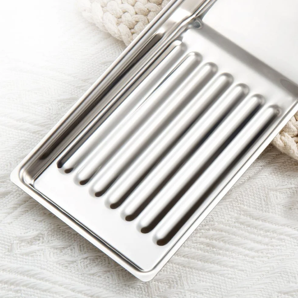 Bandeja de Herramientas de Acero Inoxidable 2 Piezas para Salón de Belleza Manicura