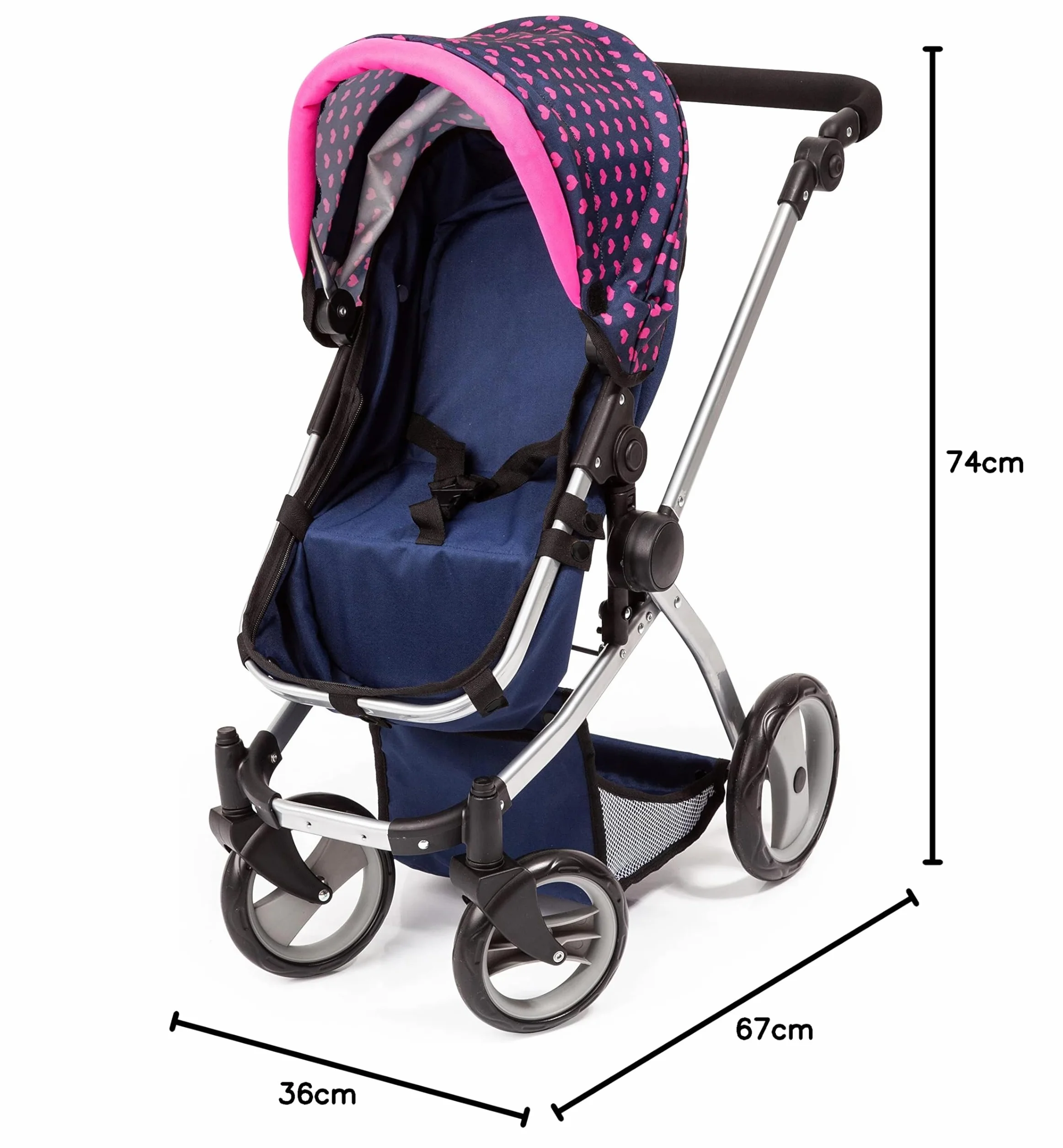 Bayer Design Set de Cochecito para muñecas Grandes Combi Milano Altura Ajustable