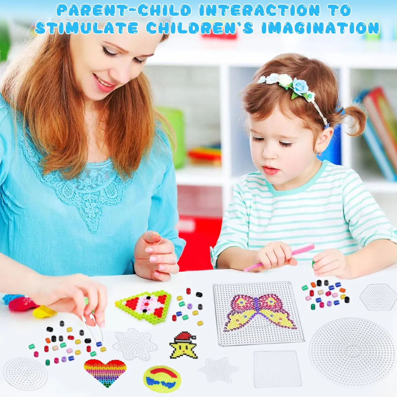 Set de 8 Cuentas para Planchar, Plantillas Transparentes de 5 mm, Placa Cuadrada para Hama Beads