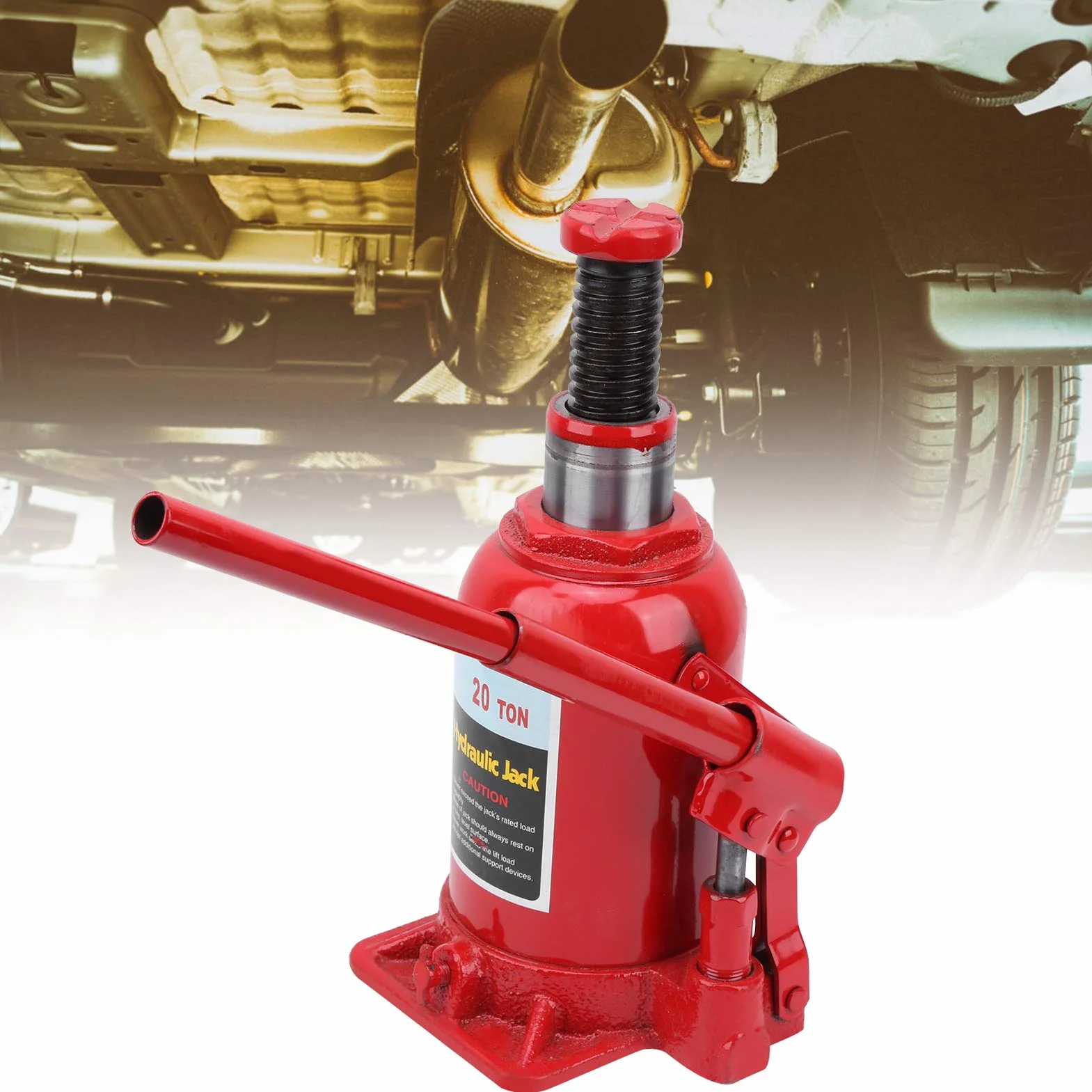 Gato Hidráulico de Botella 20T Placa de Acero Base Antideslizante Automotriz Industrial Agrícola
