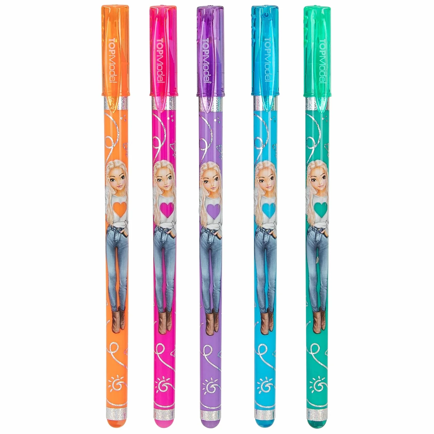 Depesche TOPModel Set rotuladores gel purpurina estuche transparente 5 colores
