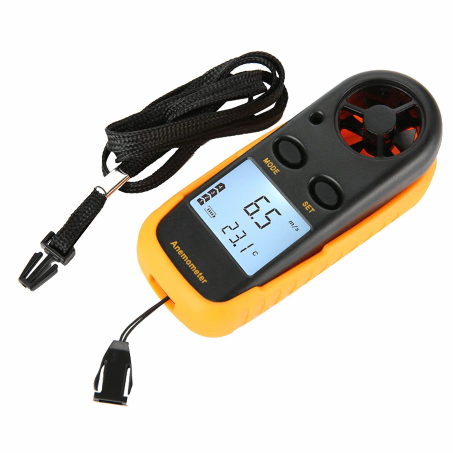 Anemómetro Digital GM816 con Pantalla LCD 3V Medidor de Velocidad del Viento y Temperatura