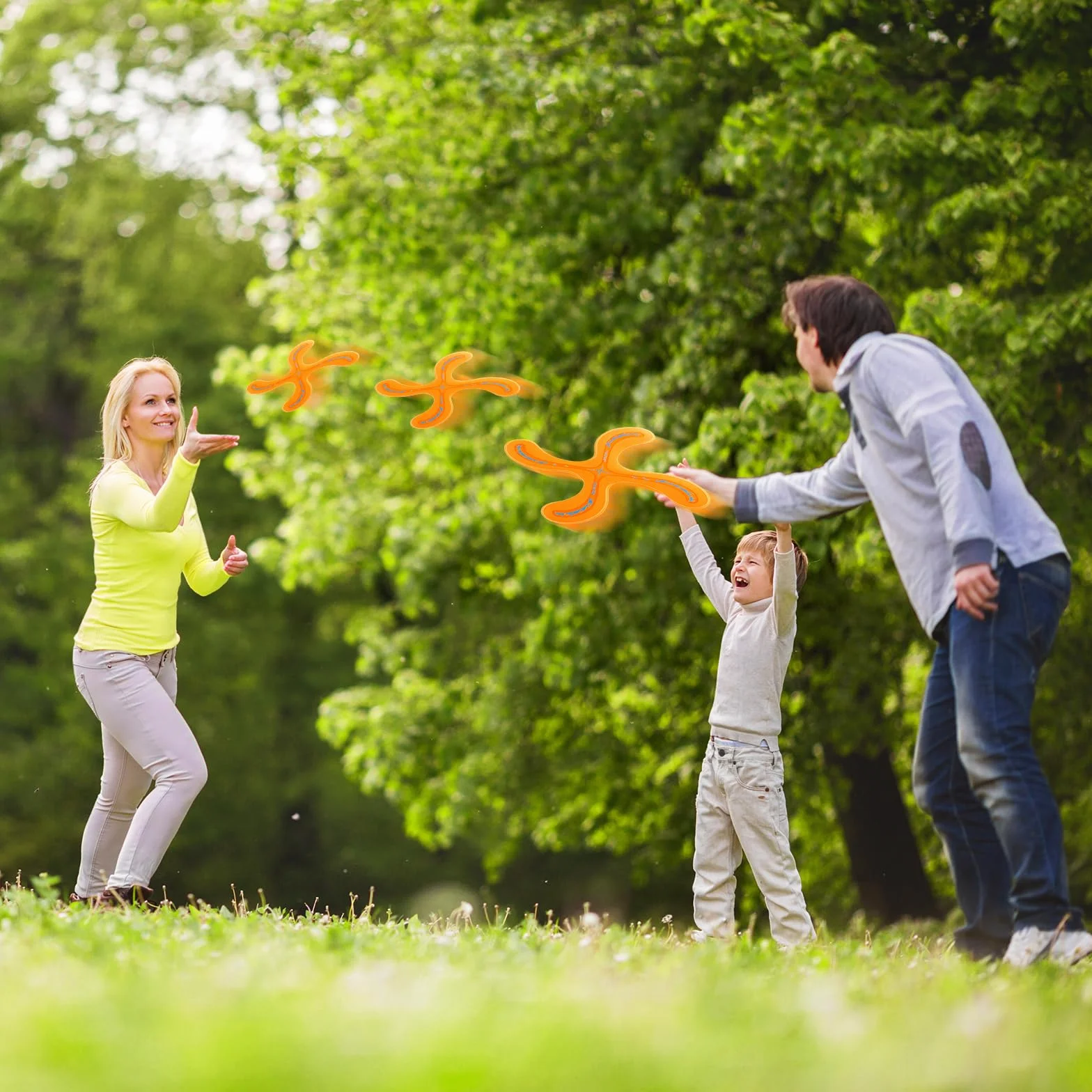 deAO Conjunto Boomerang 5 Piezas Multicolor para Principiantes Actividades Deportivas al Aire Libre