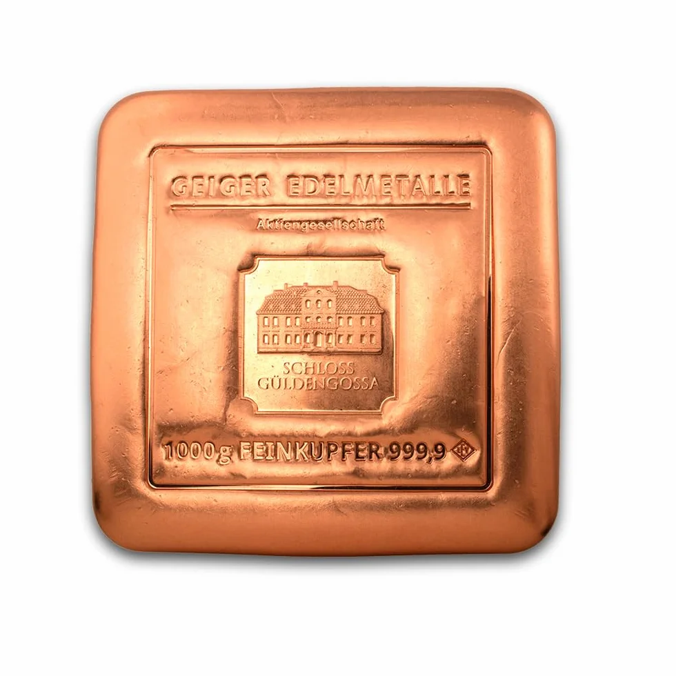 Lingote de cobre de 1 kilogramos de refinería de metales precisosos Geiger Edelmetalle (Alemania))