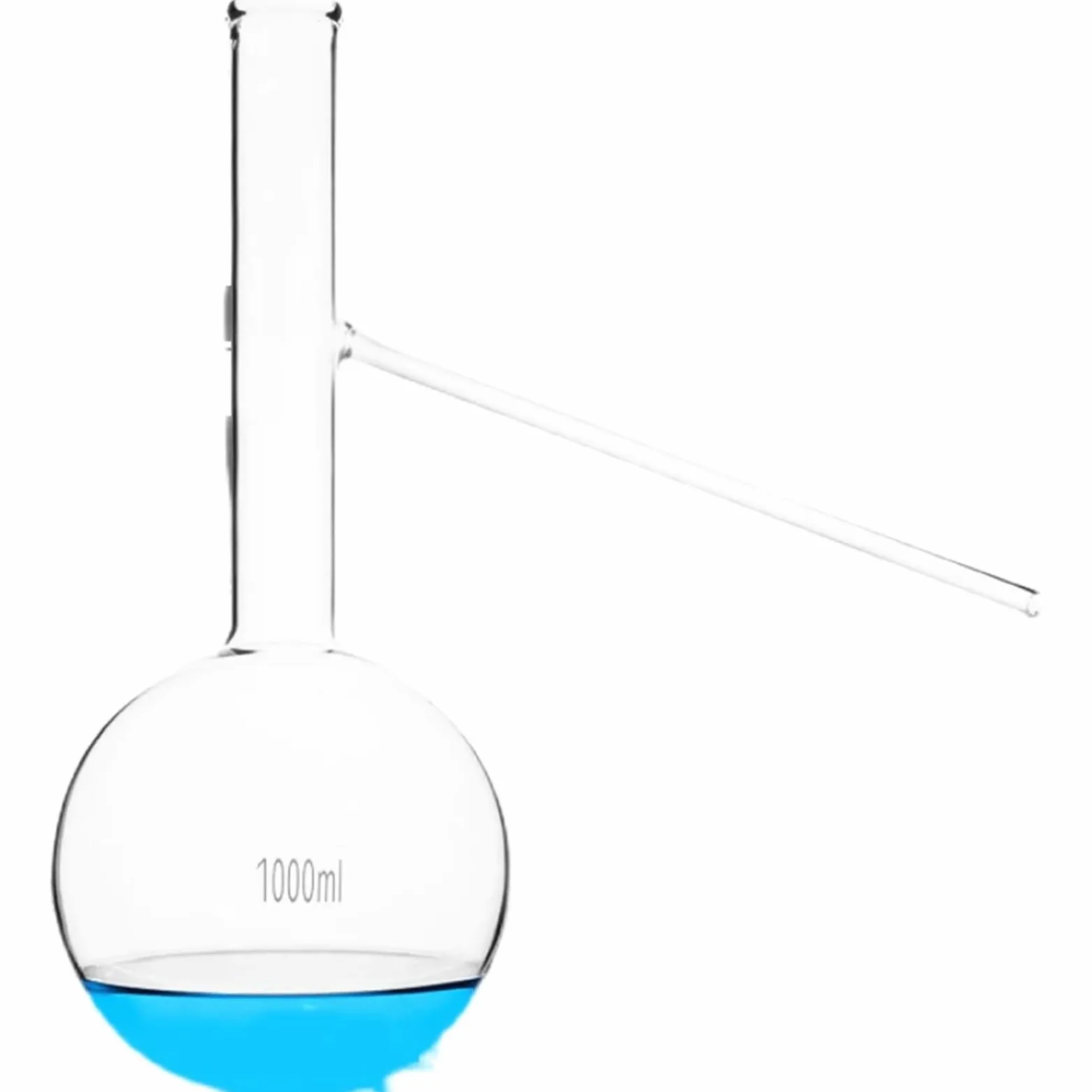 Matraz de destilación de vidrio de alto borosilicato, fondo redondo con tubo de rama, experimento químico labrotario, 60, 125, 250, 500ml(500ml 2 PCS)