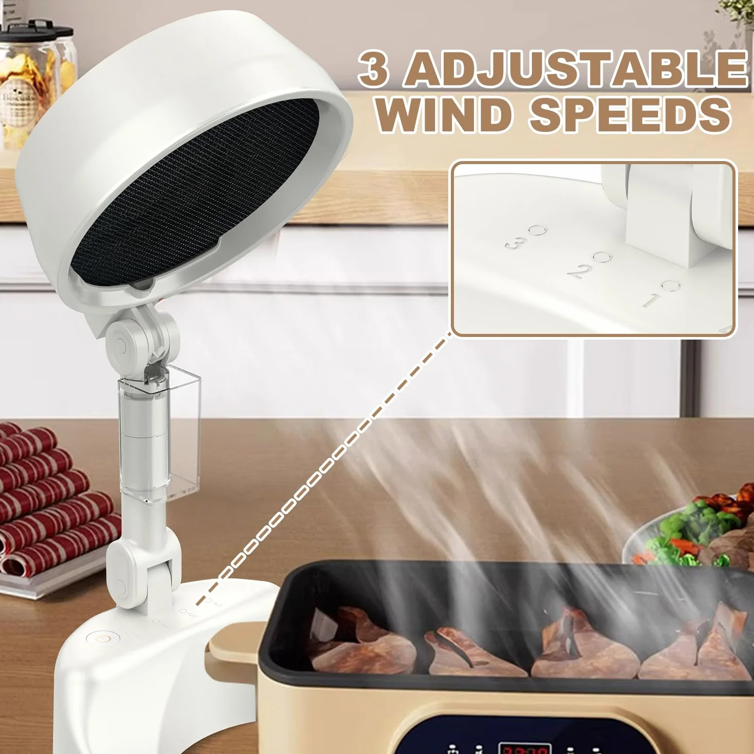 Mostop Extractor de aire portátil 3 velocidades plegable para cocinar interiores BBQ Hot Pot RV bajo ruido