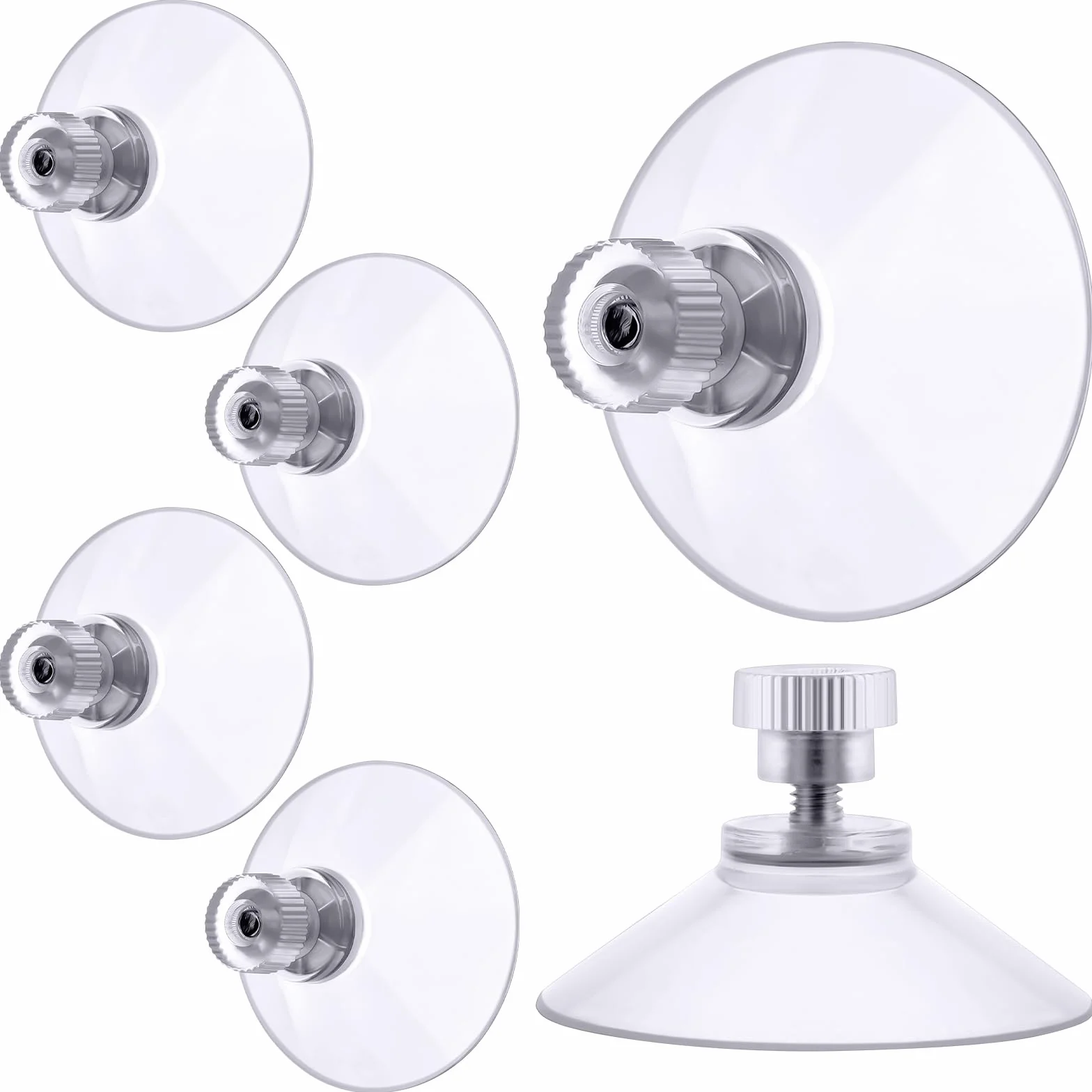 Flintronic 6 Piezas Ventosas de Plástico Transparente con Tuerca y Rosca, Soporte Fuerte de PVC para Vidrio
