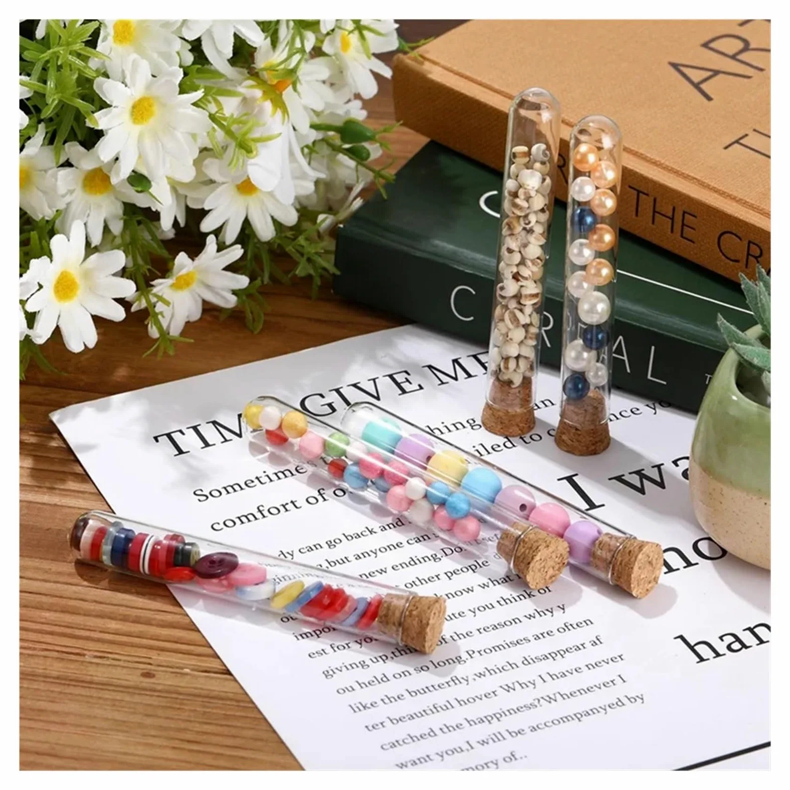 Tubos de ensayo de Vidrio, Tubos de ensayo de Vidrio de 15 x 100 mm con tapón de Corcho, Fondo Redondo, Paquete de 100