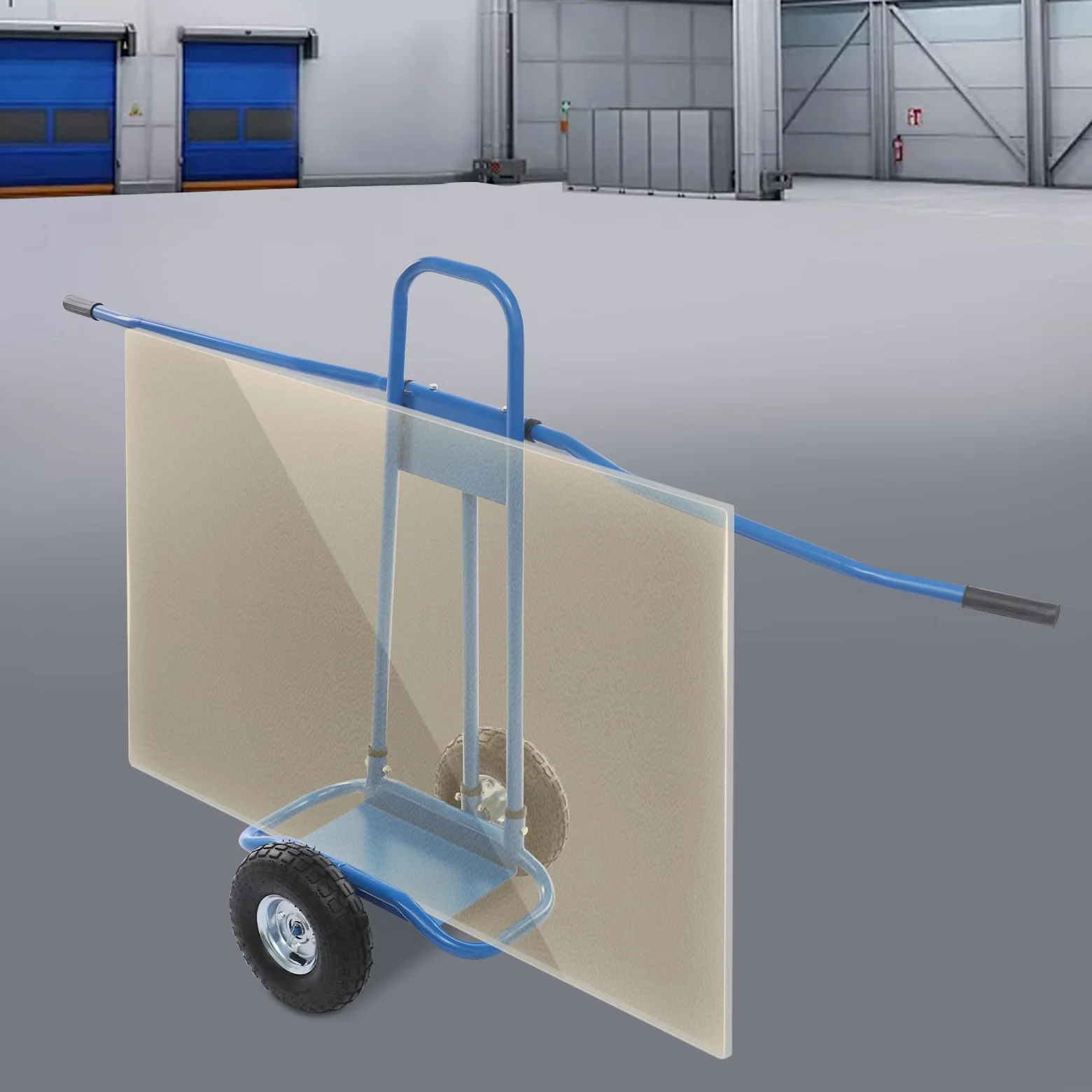 Carro de placas de yeso y paneles de madera, capacidad de carga de 220 kg, con asas de doble cara y ruedas grandes (26 cm), ideal para paneles de yeso, renovación, almacén, obra, color azul