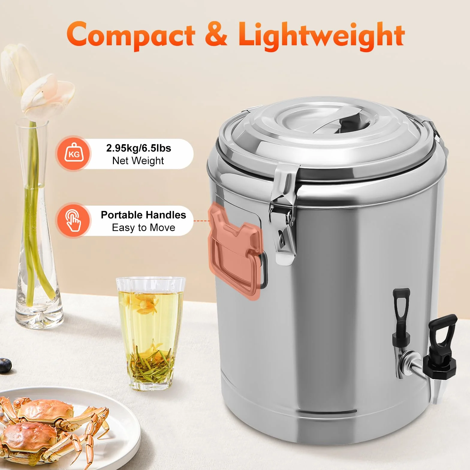 Cubo aislado de acero inoxidable 20L para camping, catering y picnic
