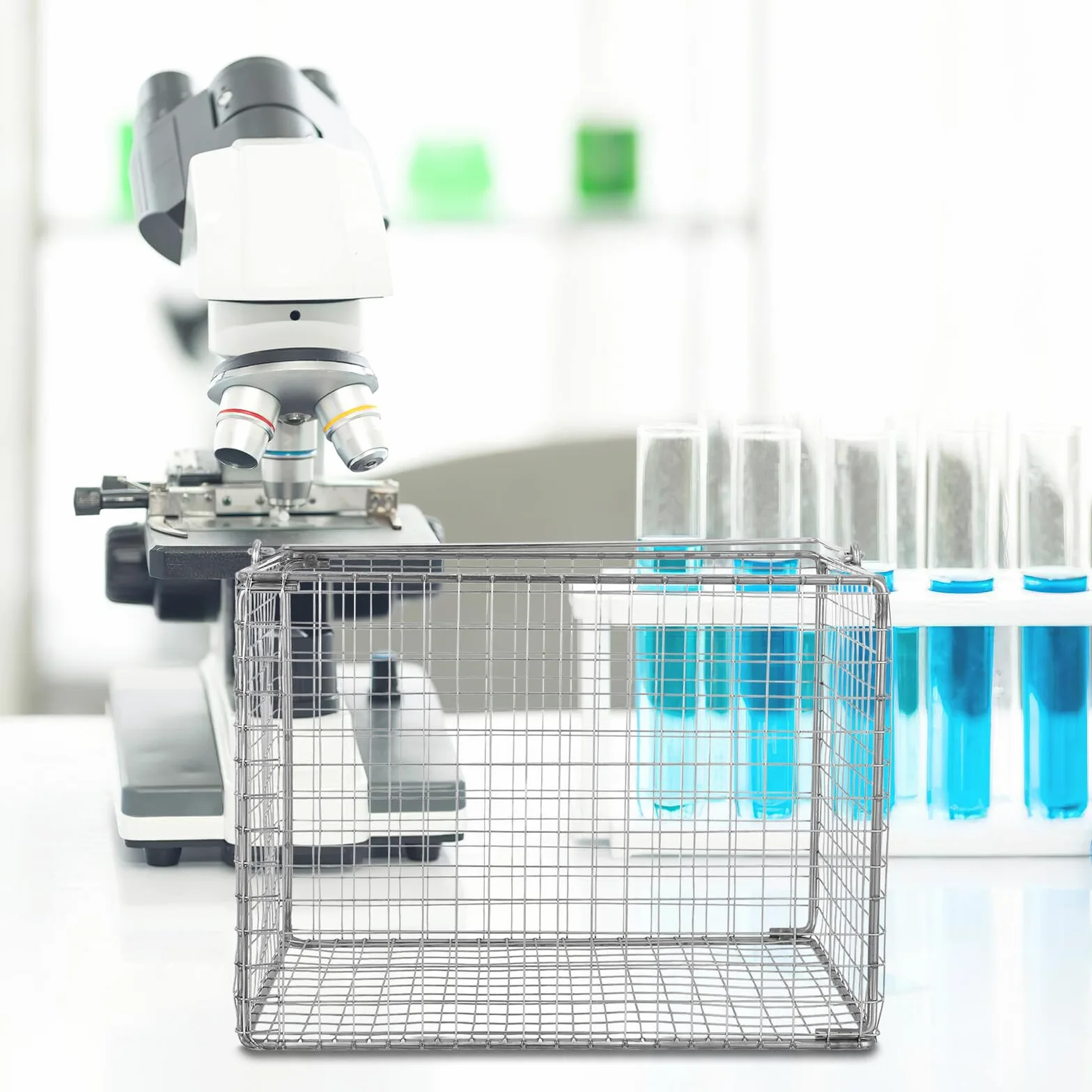 Ciieeo Cesta de Limpieza Ultrasónica de Alta Temperatura Cesta de Acero Inoxidable para Inmersión y Escurrido para Precisión y Uso Laboratorio