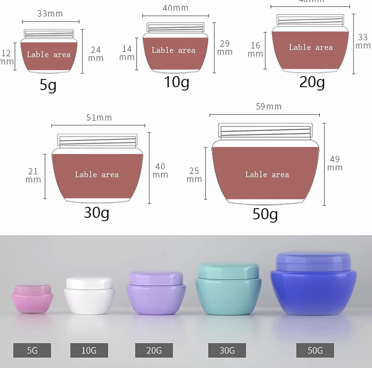 tarro de cosméticos, Paquete de 20, tarros plástico for crema, botes cosméticos, recipientes con forma seta, bote almacenamiento for viajes(Pink,0.3 Ounces)