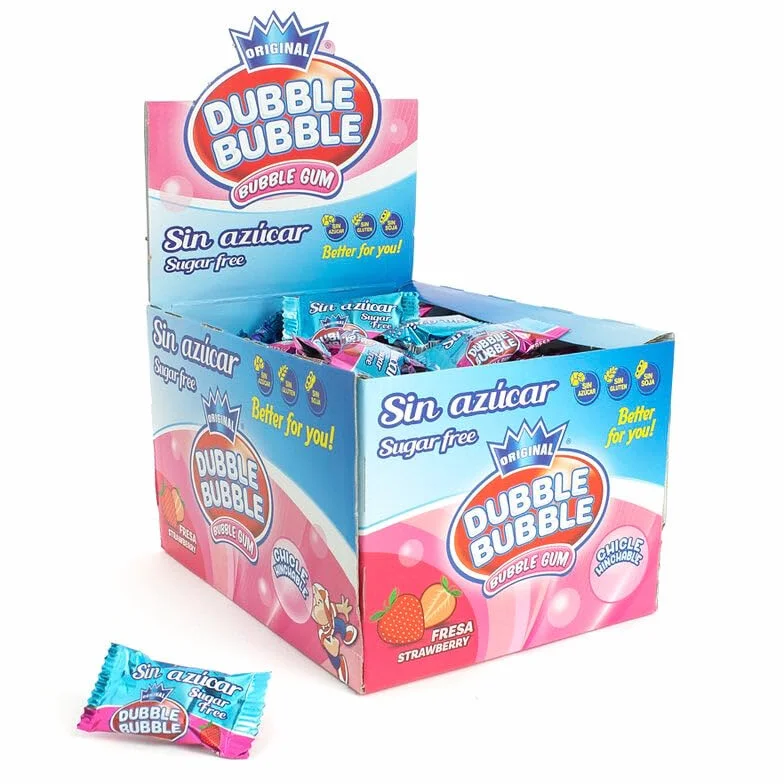 Dubble Bubble Sin Azúcar Sabor Fresa Expositor 150 Unidades