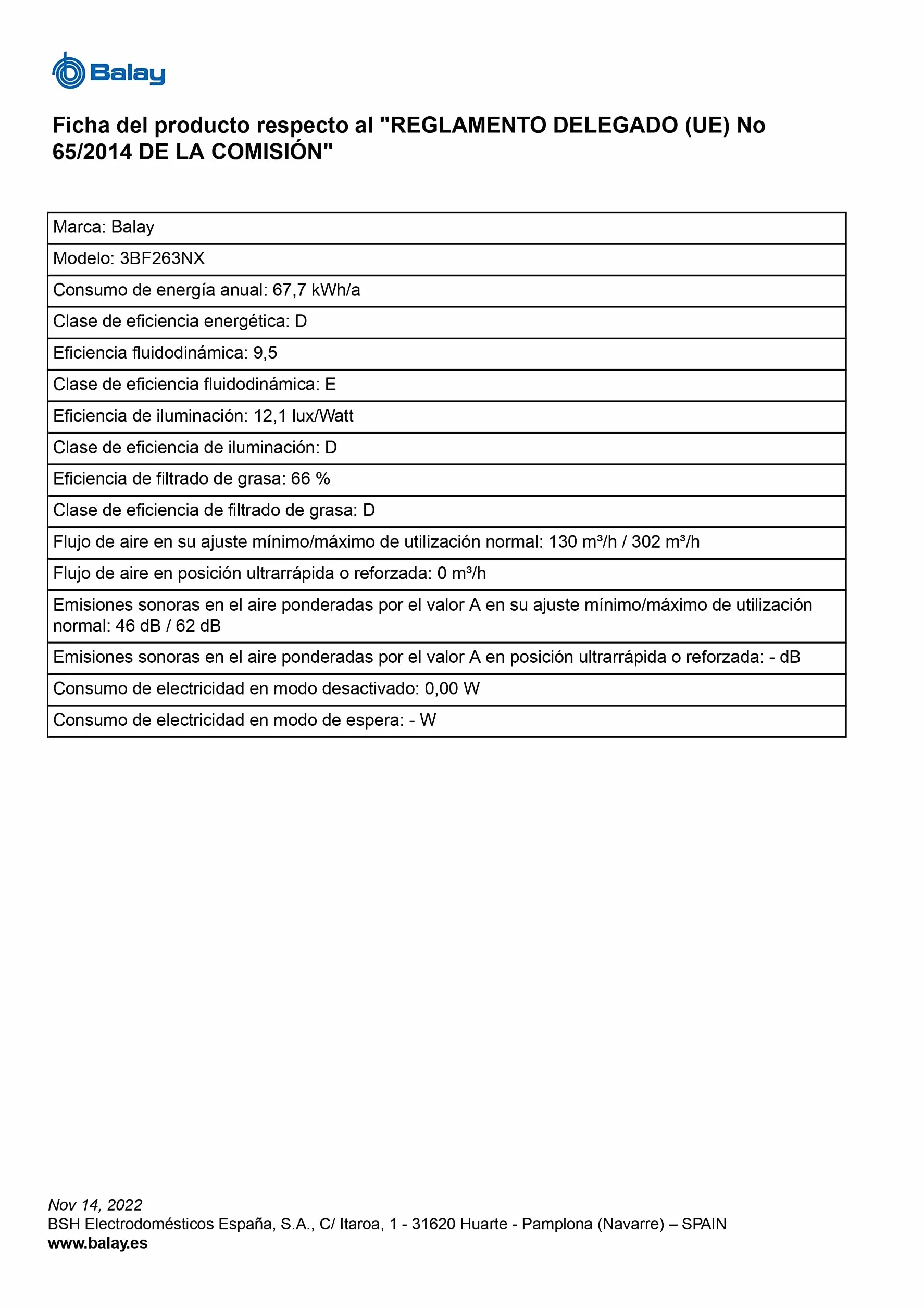Balay Campana extractora 53 cm Gris metalizado 3BF263NX