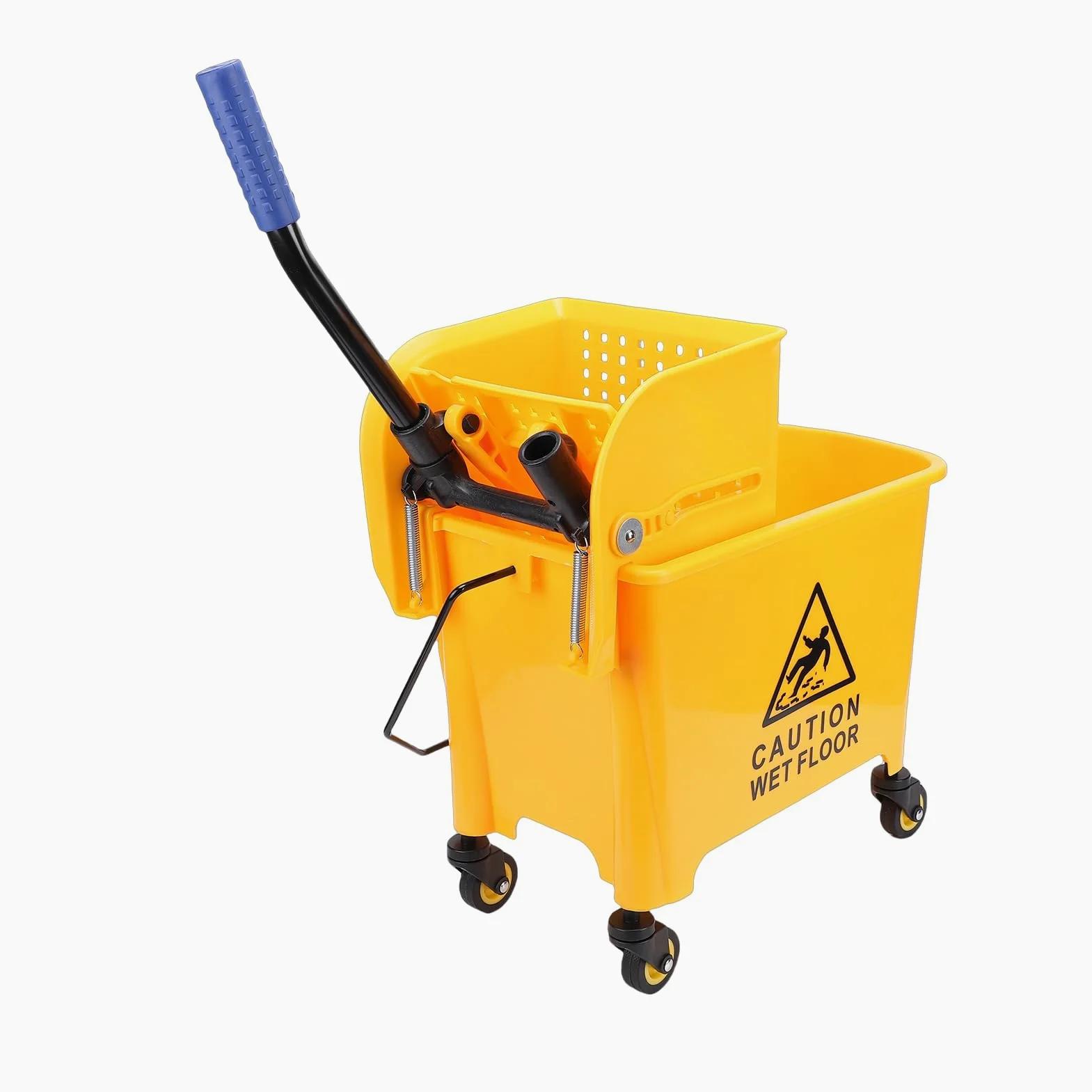 Cubo para Fregona Comercial con Escurridor, Cubo Resistente de 21 Cuartos, Rectangular para Fregar con Ruedas con Asa, Escurridor de 50000 Ciclos para el Hogar, Negocios