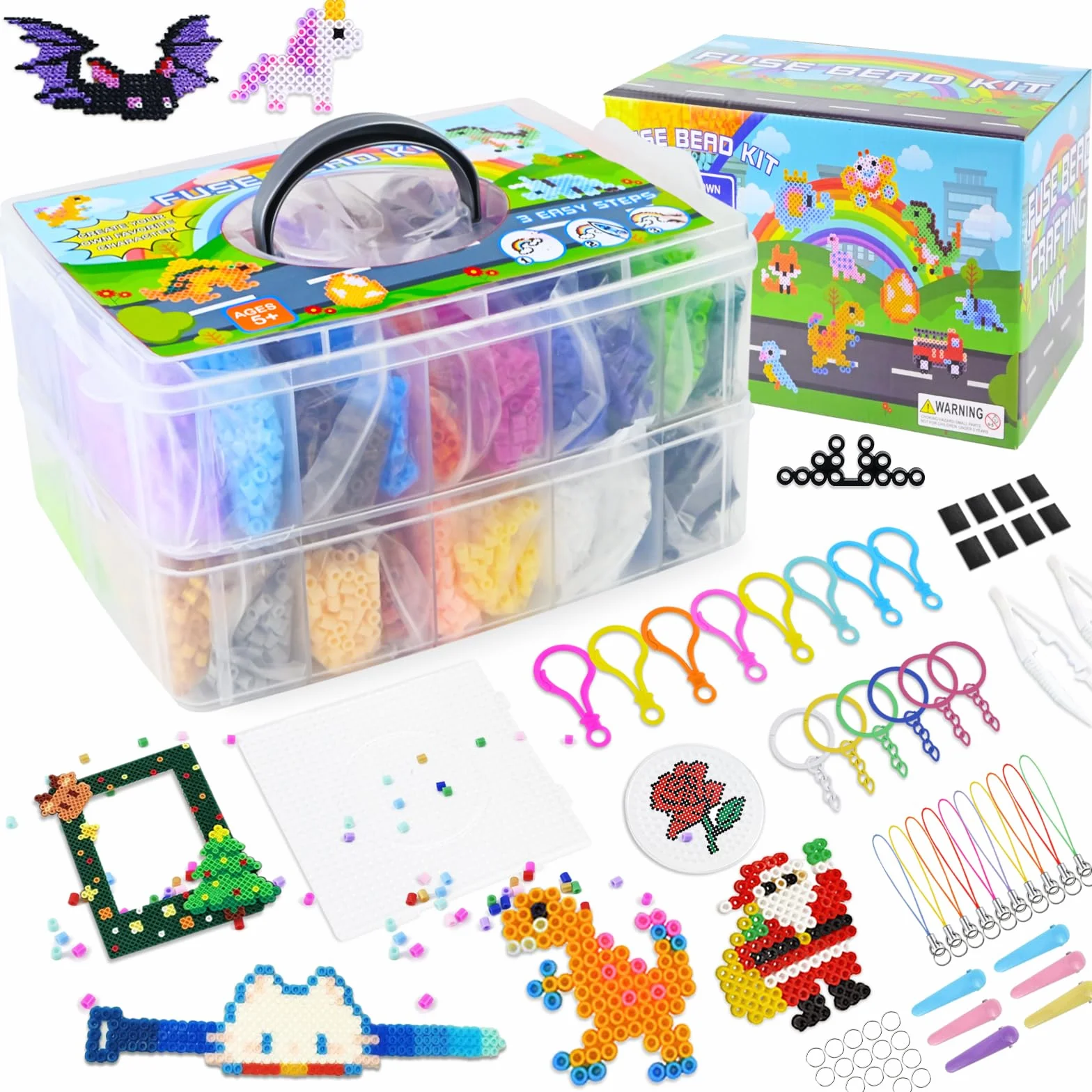 Juego de 18000 cuentas para planchar de 5 mm, 38 colores, con 98 accesorios, 8 planchas, 8 imanes, regalo para niñas