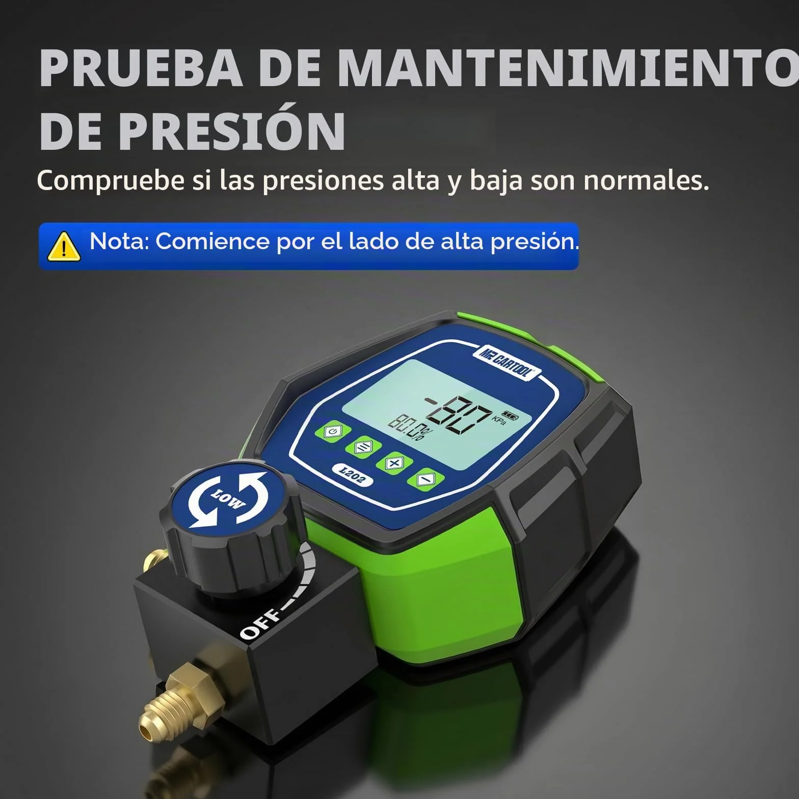 MR CARTOOL Manómetros Digitales Bomba de Vacío Aire Acondicionado R32 R134A R410A HVAC Probador Fugas Refrigeración