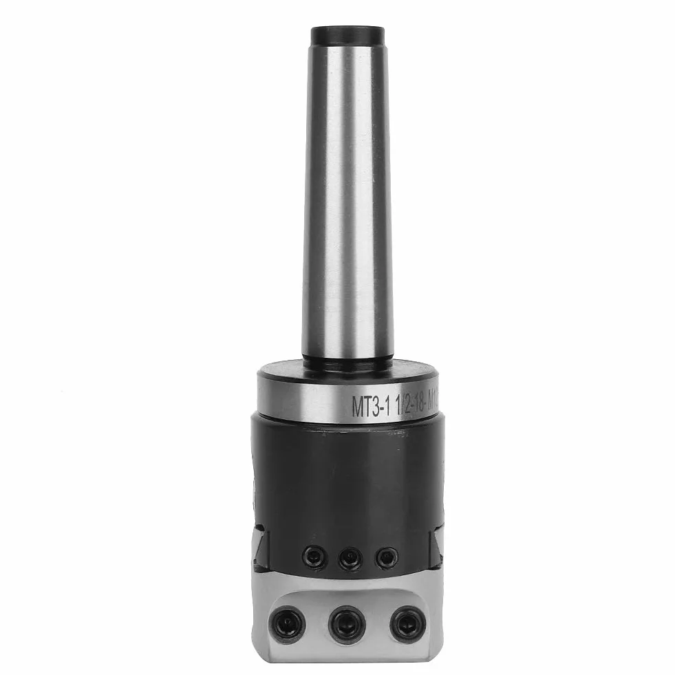 Oumefar Cabezal de Mandrinar Vástago MT3 Rosca 1-1/2-18UNF Plato F1-12 mm Acero al Carbono Incluye 9 Cuchillas