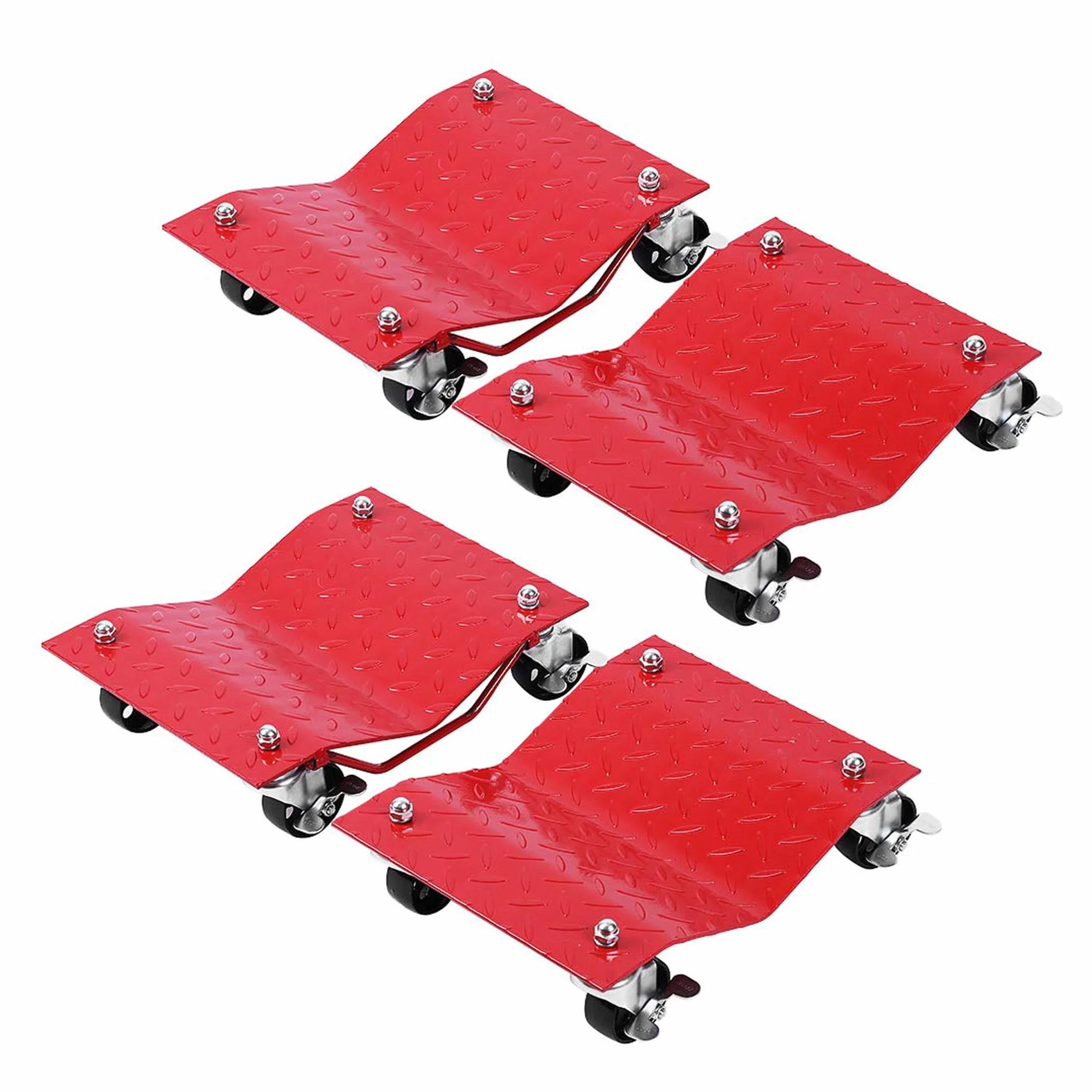 VIVOHOME Carro de Manipulación de Coches 4 Piezas 680kg Capacidad Carga 2720kg en Total para Mover Coches Camiones y Motocicletas Rojo